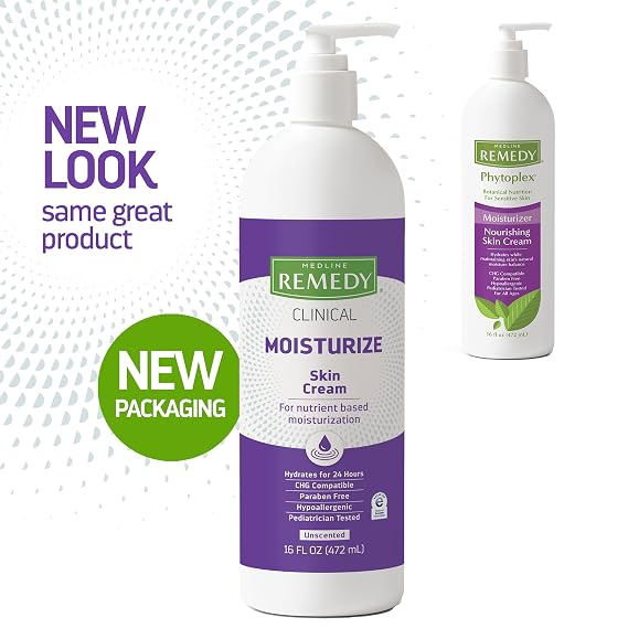 Medline Remedy Phytoplex Nourishing Skin Cream, Unscented Skin Moisturizer, Paraben Free Body Lotion, 16 Fl Oz