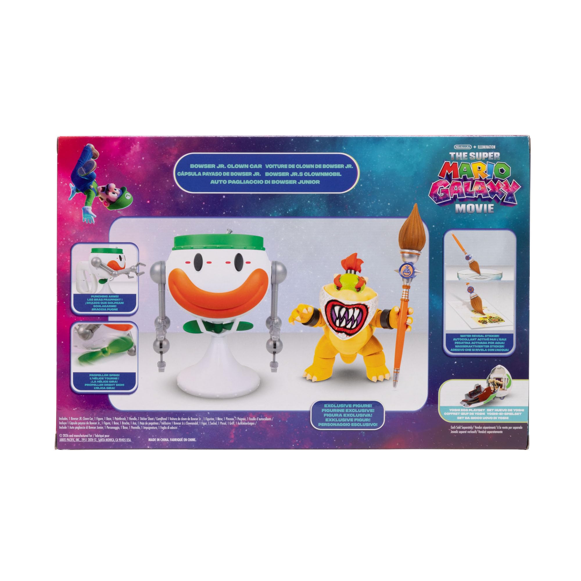Der Super Mario Galaxy Movie – 13 cm große Bowser Jr.-Figur mit Clownauto, Pinsel und Wasser-Enthüllungsaufklebern