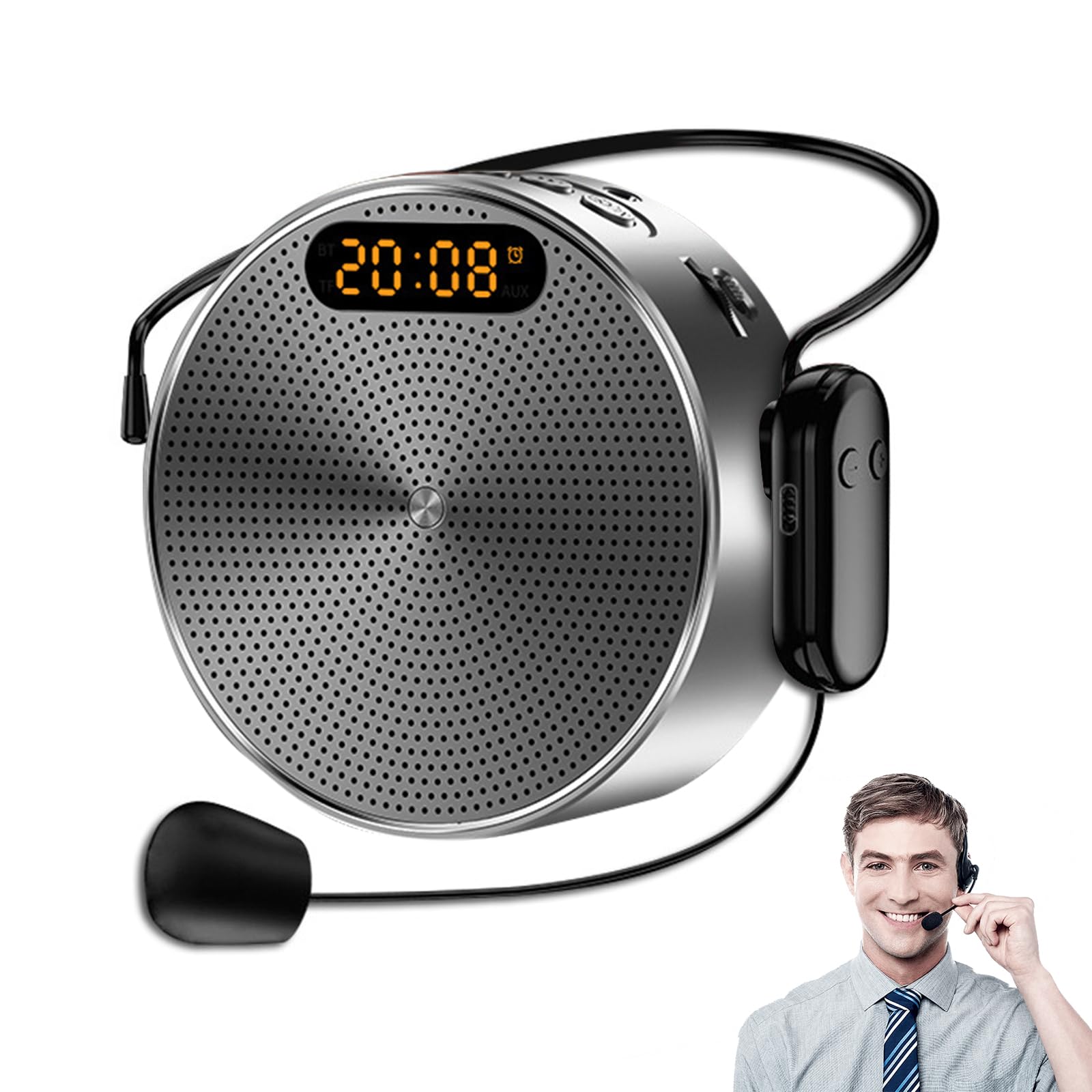 Amplificador de Voz,Wireless Altavoz con Microfono Inalambrico,Amplificador de Voz Bluetooth Portátil,PA Sistema de Microfono Recargable para Profesores,Guías Turísticos,2600mAh