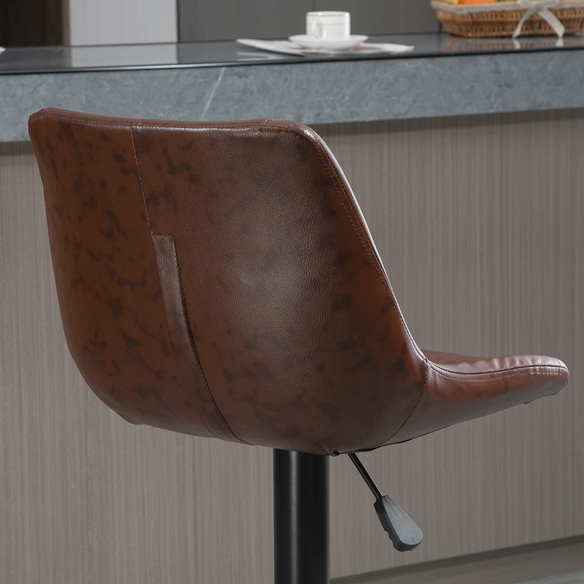 HOMCOM Tabourets de Bar Vintage Repose-Pied Lot de 2 Marron Effet Vieilli