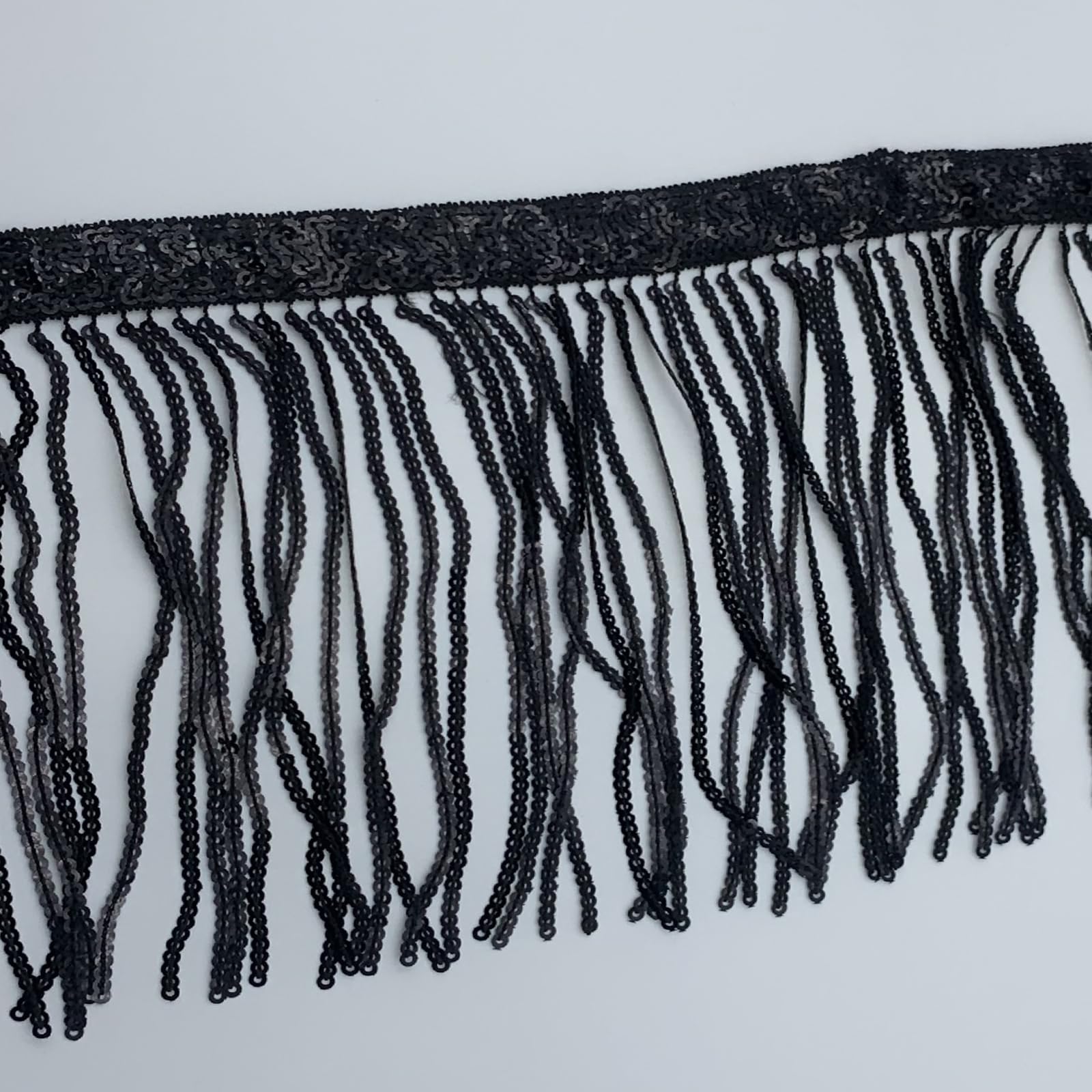2 Meters Sequin Tassel Trim 15 cm 6" Luxury Fringe Fringing 24 (Black) - Image 2