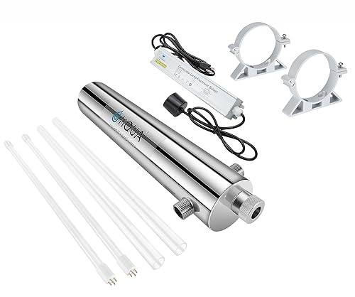 HQUA -TWS-121 120V 55W 12GPM 1" MNPT entradasalida, filtro esterilizador purificador de agua ultravioleta para toda la casa, 1 bombilla UV