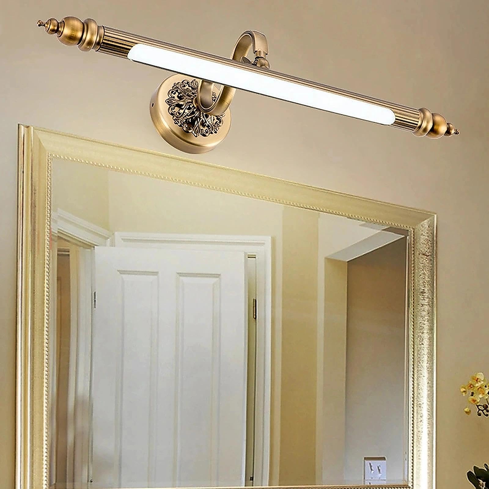 Generico Applique Vintage LED Specchio Bagno 51cm 12W, Lampada da Parete Orientabile Girevole, Impermeabile IP44, Luce per Trucco e Quadri, Bronzo