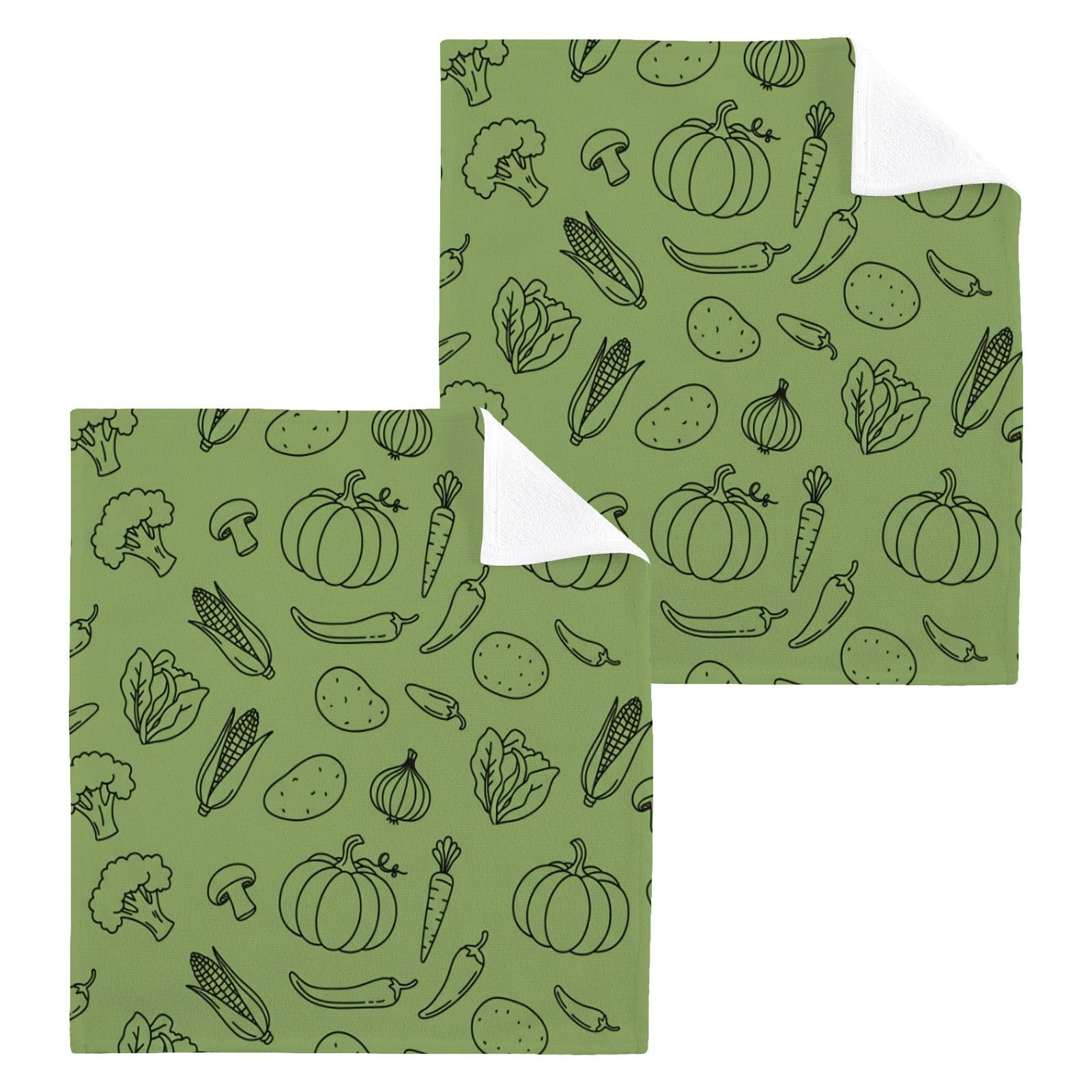 BOESI Veggie 12x12in Cotton Washcloth,Soft Absorbent Face Towel