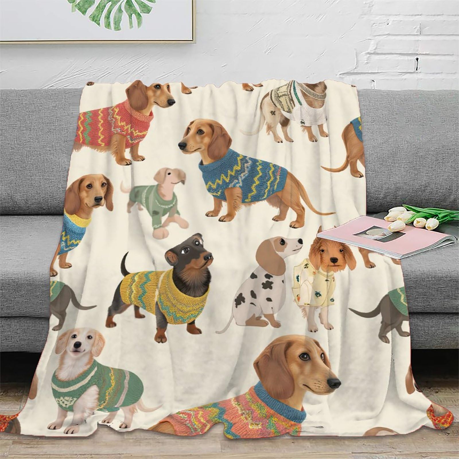 Couverture Dachshund plaid de salon cocooning pour vos soirées télé 150x200cm