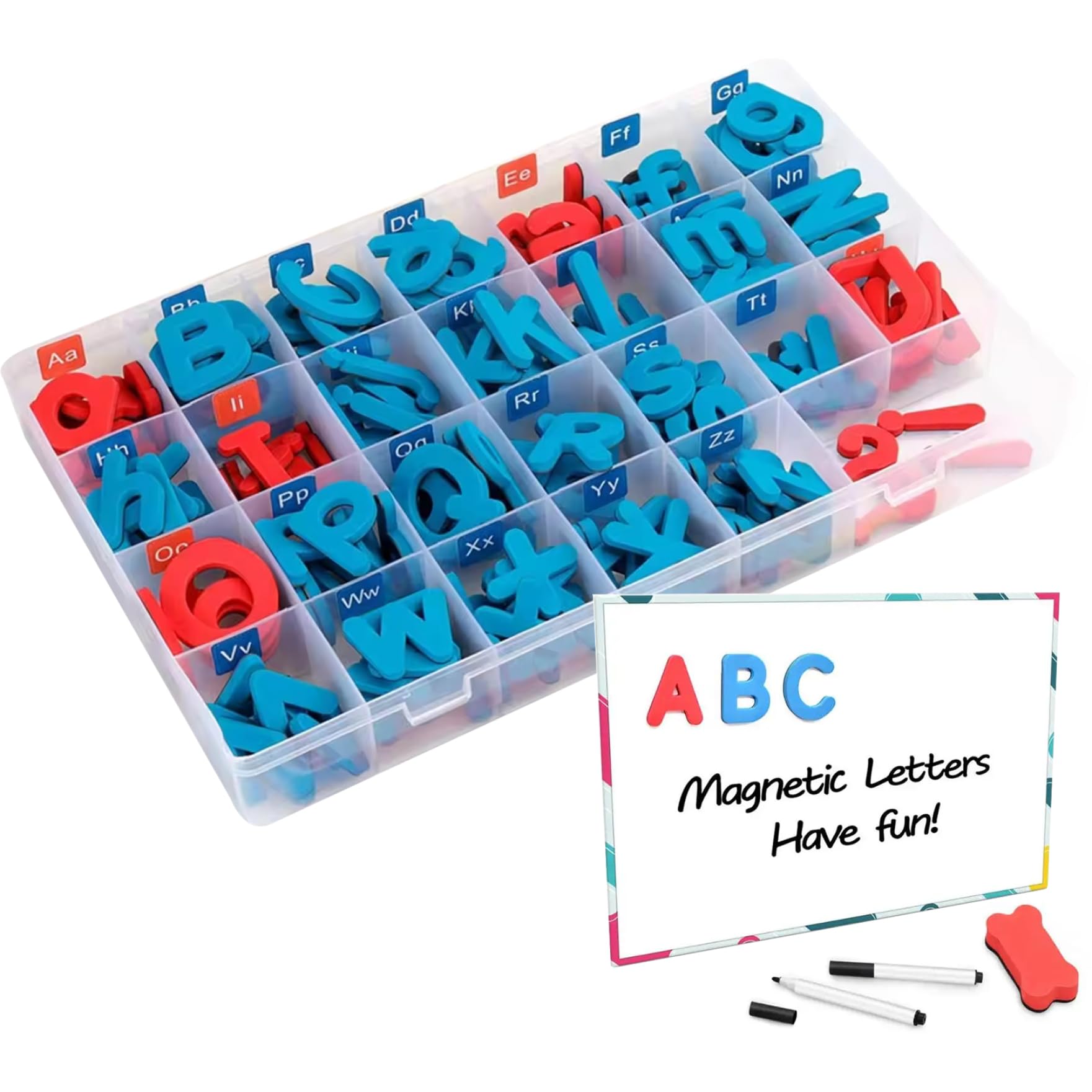 Ensemble de 208 Lettres magnétiques de l'alphabet, Lettres magnétiques Douces au Toucher avec Voyelles Rouges et consonnes Bleues, Ensemble d'aimants éducatifs pour l'apprentissage 'orthograp