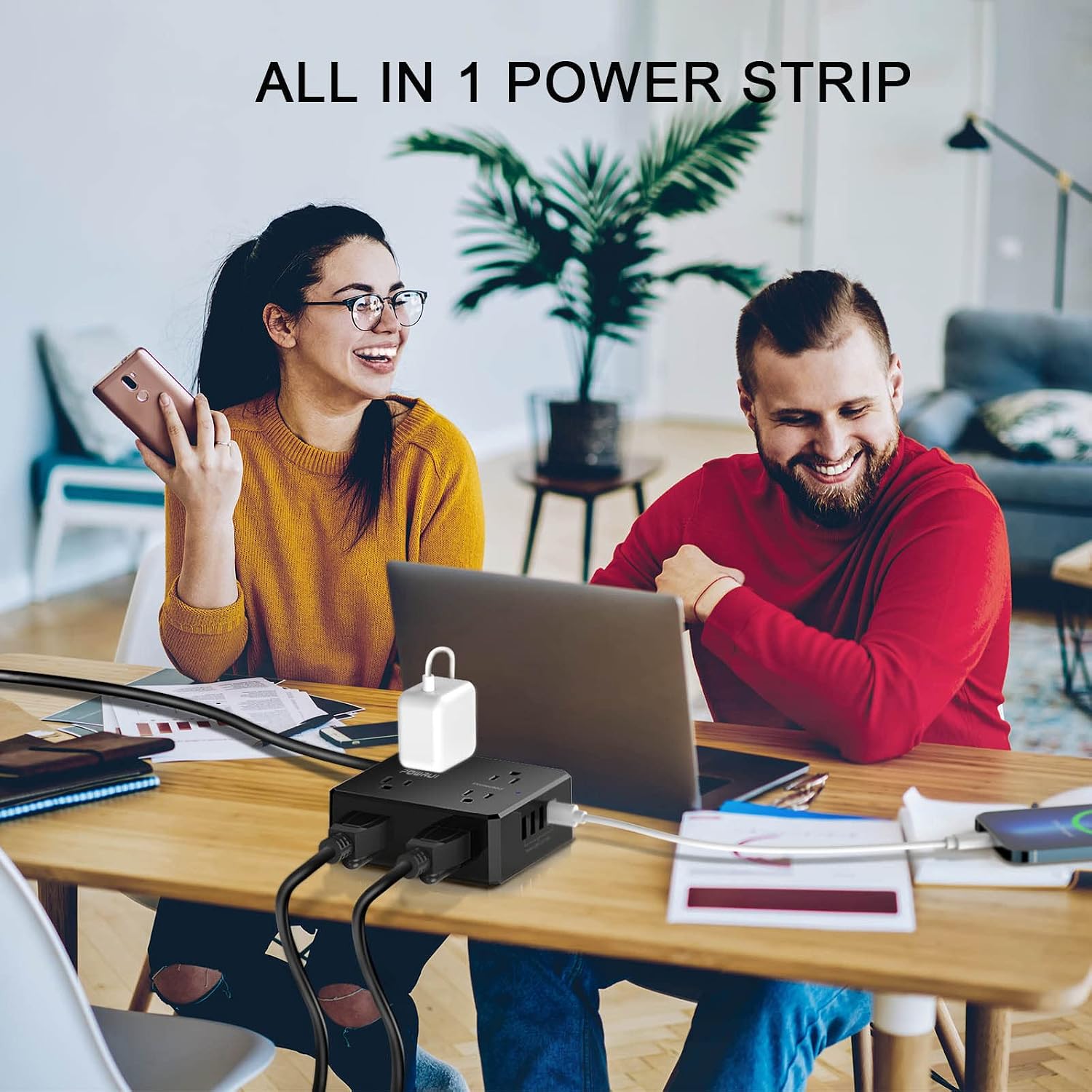 USB C Power Strip, POWRUI Surge Protector with 8 Outlets and 4 USB Ports, Type C Charger with 18W Power Delivery for Smartphone, ETL Listed