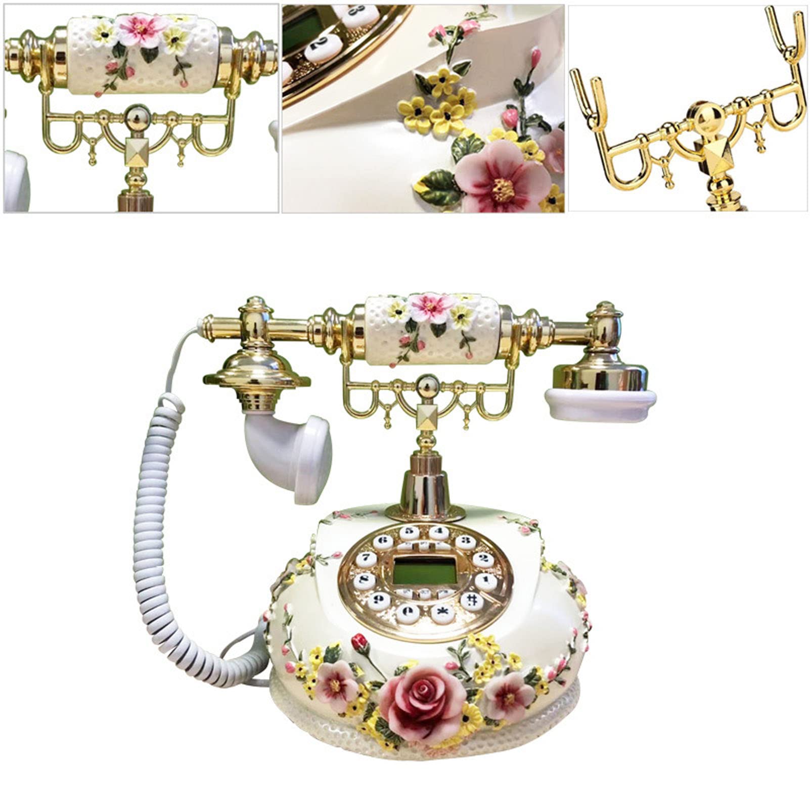 Antyczny Telefon Dekoracyjny Telefon Stacjonarny Replika Retro Telefon Zabytkowy, Żywiczny Dekor Domowy Telefon Biurkowy Telefon, Zabytkowy Retro Telefon Stacjonarny