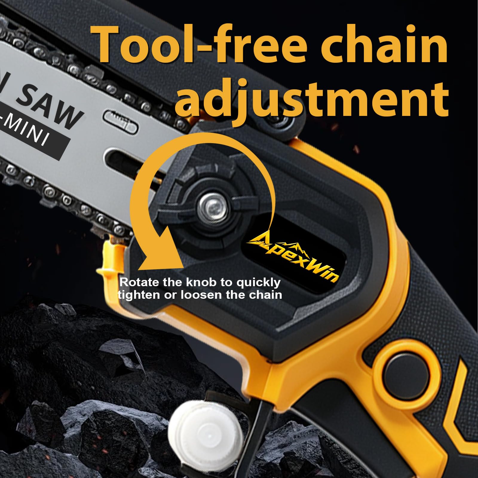 Compatible con mini motosierra inalámbrica Dewalt de 18 V, sin escobillas, tensión de cadena sin herramientas, engrasador automático, mini sierra de mano de seguridad para ramas de árboles, corte de