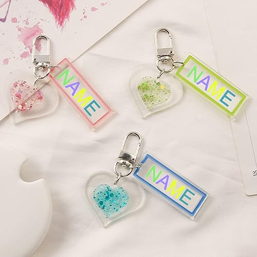 Vista 4 de Llavero con nombre personalizado, letras de colores, llavero para bolso, mochila, lindo llavero con dije para niñas y niños