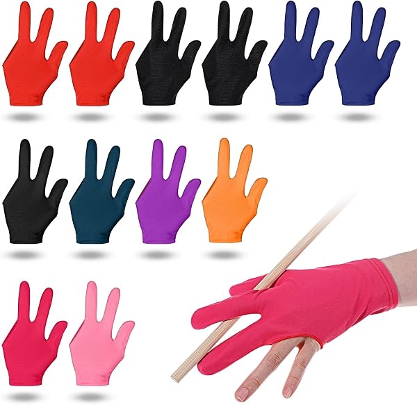 12 guantes de billar de tres dedos, transpirables, elásticos, para billar, cue para piscina, guantes profesionales de billar, para juegos de piscina, snooker, carom - 1