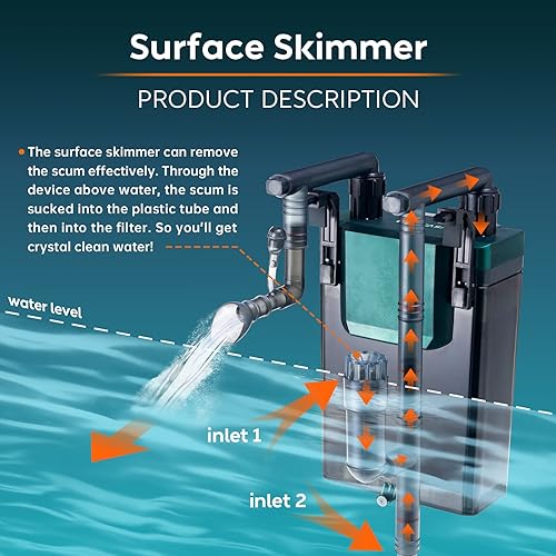 Miniatura 3 de Filtro de acuario para tanque de peces o tanque de tortugas de 20 a 40 galones (180 GPH), filtros ultrasilenciosos de filtración de múltiples