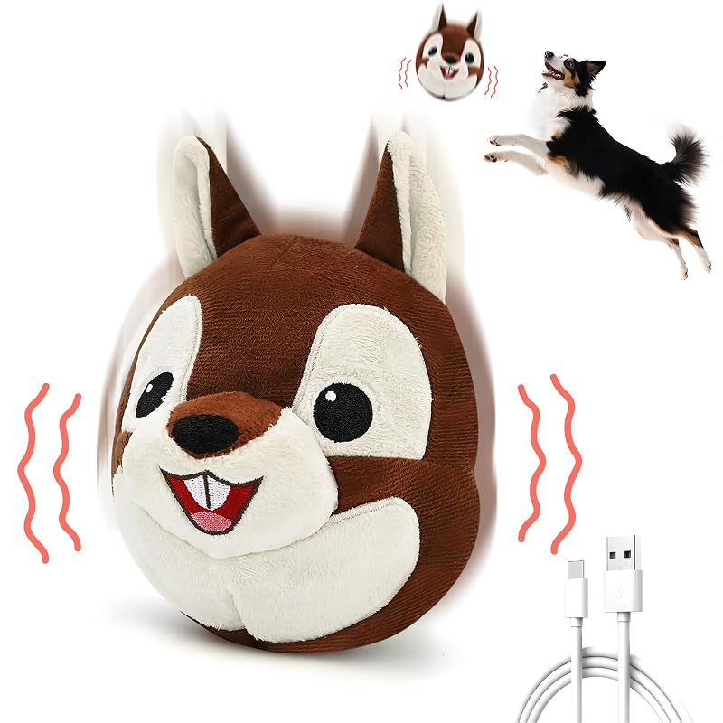 Brinquedo Interativo para Cães com Esquilo de Pelúcia, Movimento, Vibração e Som, Recarregável VYsTN – 1 unidade