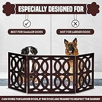 Vista 11 de Bundaloo Puerta independiente para perros, valla de madera decorativa expandible para perros pequeños a medianos, barrera para escaleras, puertas