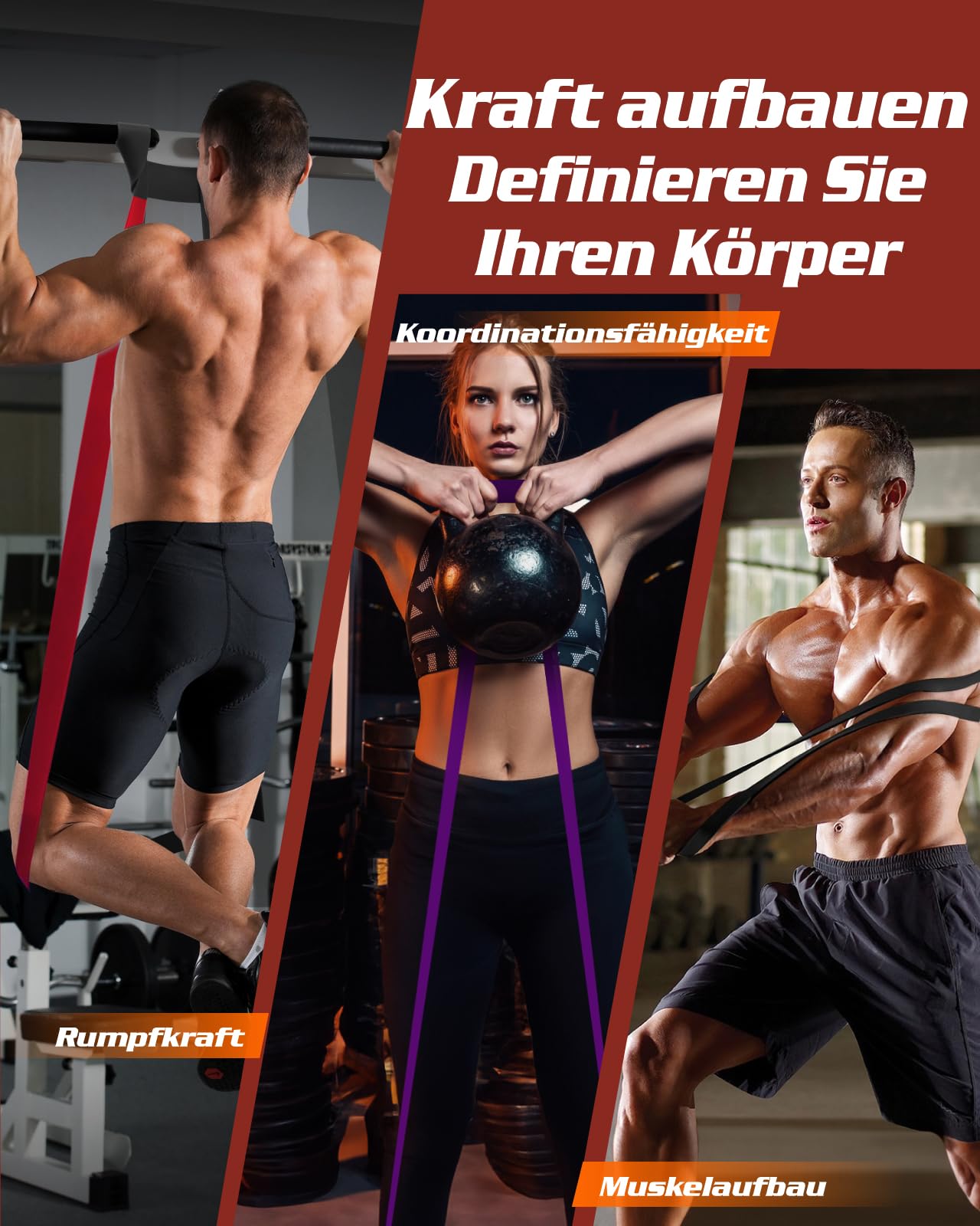 Fitense Bandas de Resistencia Set de 6 - Bandas Elasticas Musculacion de Resistencia, Bandas Elasticas Fitness para Hombre Mujer Entrenamiento/Yoga/Stiramiento/Pull Up Assitant