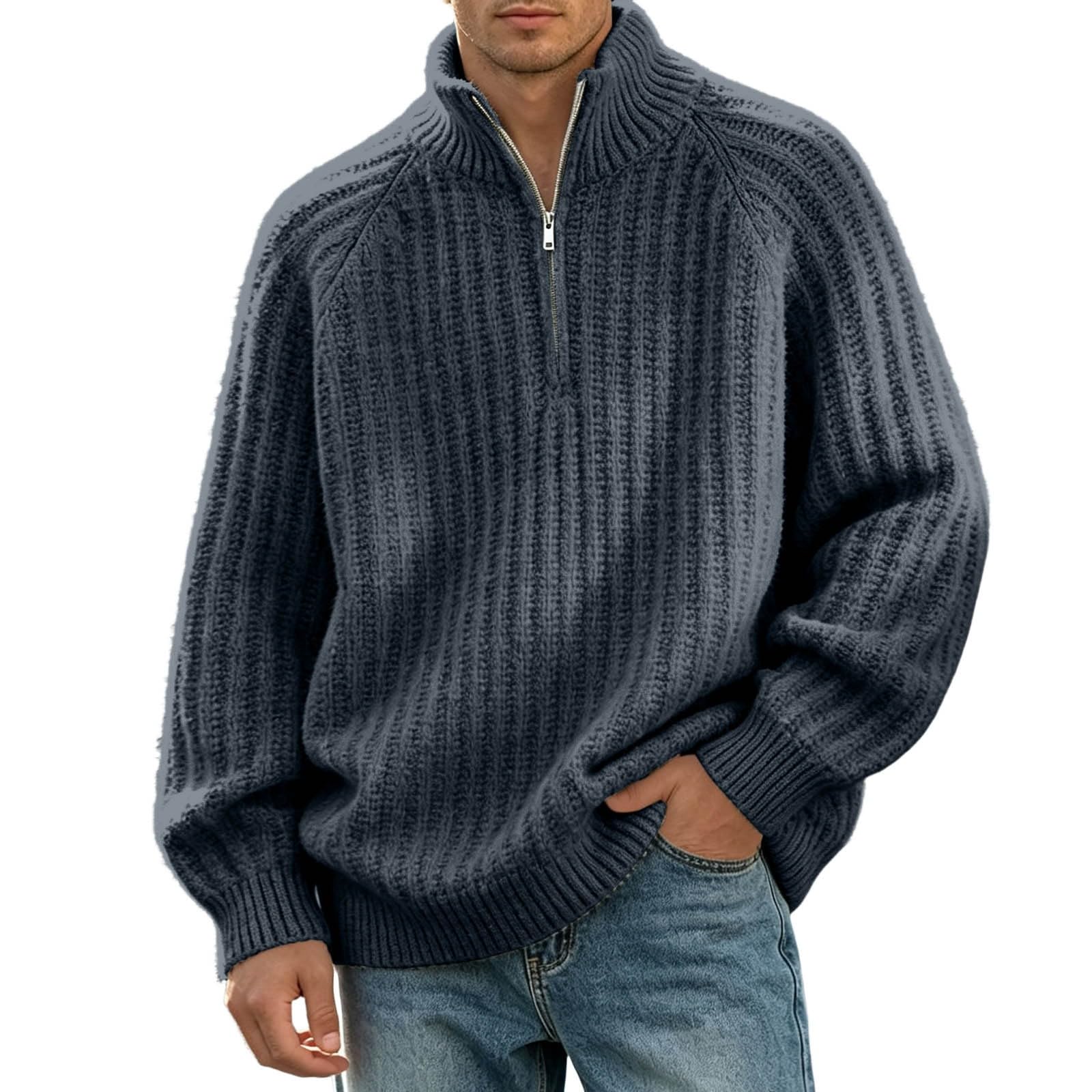 Abrigo de Punto Grueso y versátil para Hombre con Media Cremallera, Ideal p