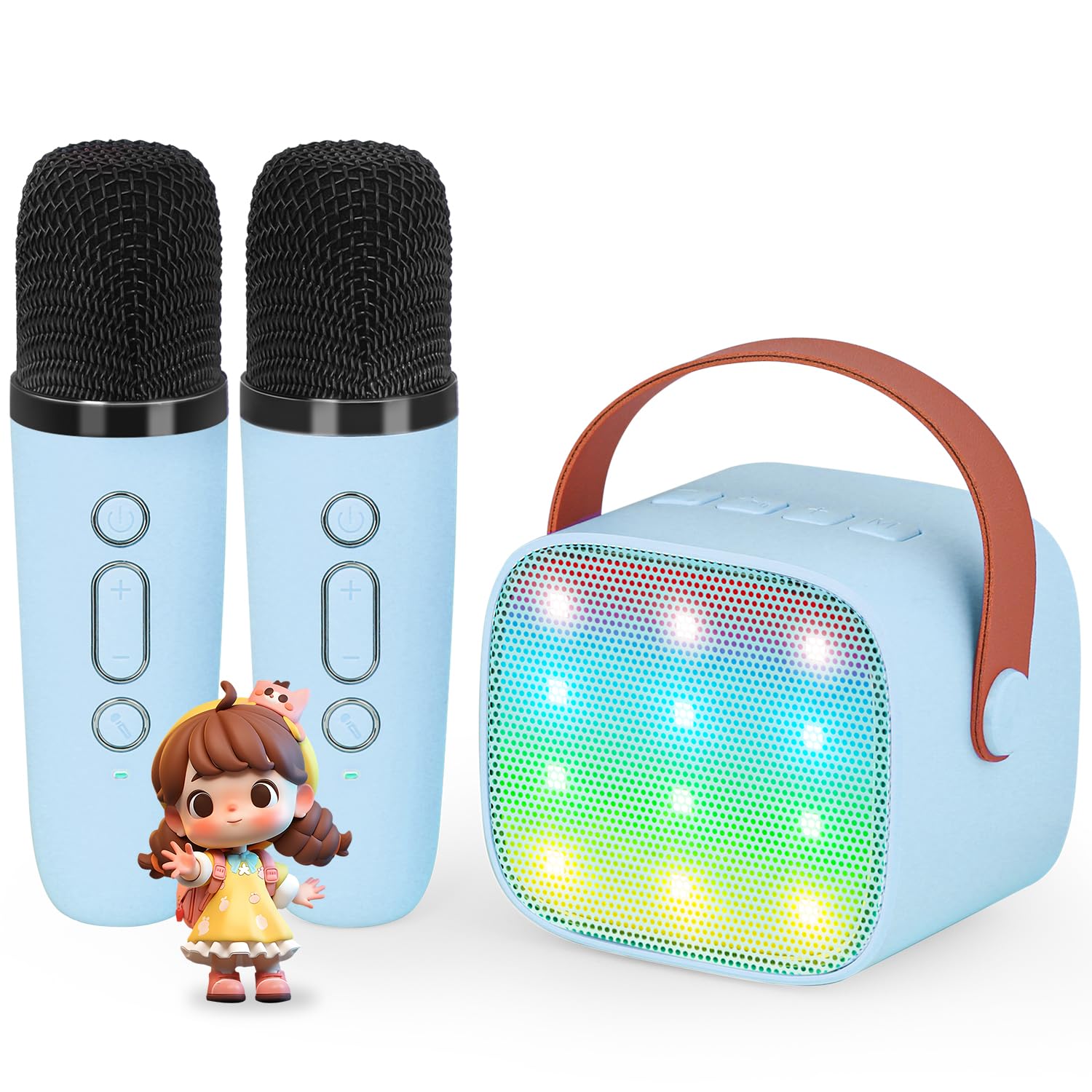 Kids Karaoke Machine, Kids Toys for Girls and Boys Gifts, Portable Bluetooth Speaker with 2 Wireless Microphone for Kids Adults Toddler Girls Home Party Birthday Gift (Blue)