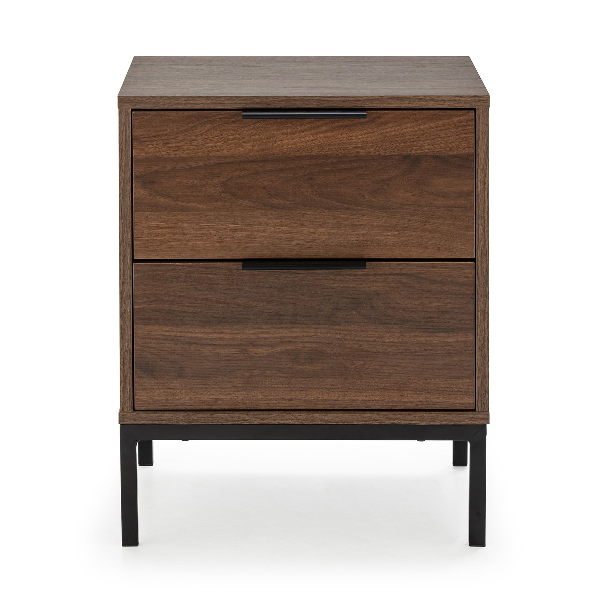 HOMN LIVING Mesita de Noche Auri 2 cajones Color Nogal, 50 cm (Ancho) 40 cm (Profundo) 55 cm (Altura)