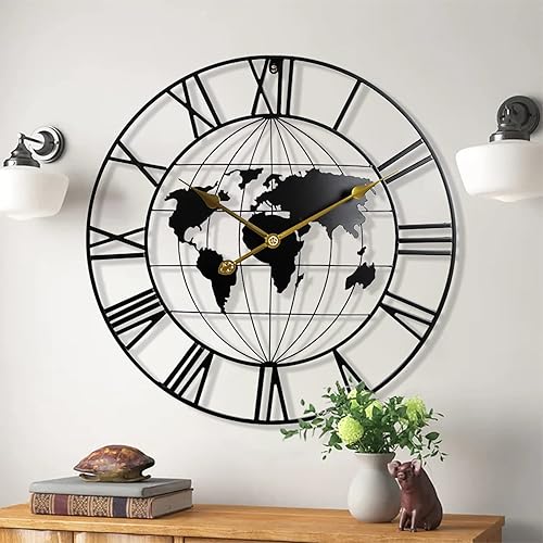 KEQAM Grande Horloge Murale en métal Minimaliste Moderne et Ronde, silencieuse, 