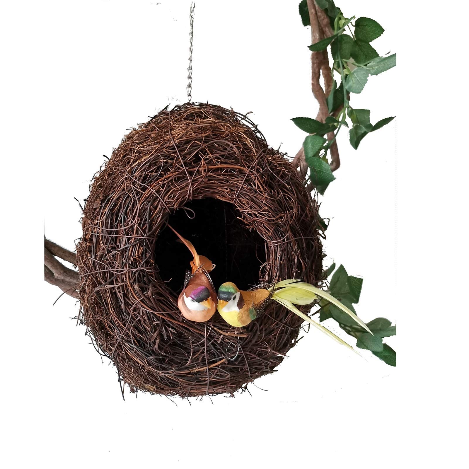 Nidos para PáJaros El Nido de Aves de Tejido a Mano con la Cuerda de Cadena se Puede Colgar en Las Ramas del jardín, la Jaula de pájaros para Mantenerse Caliente en Invierno, 20x15cm, 30x20cm