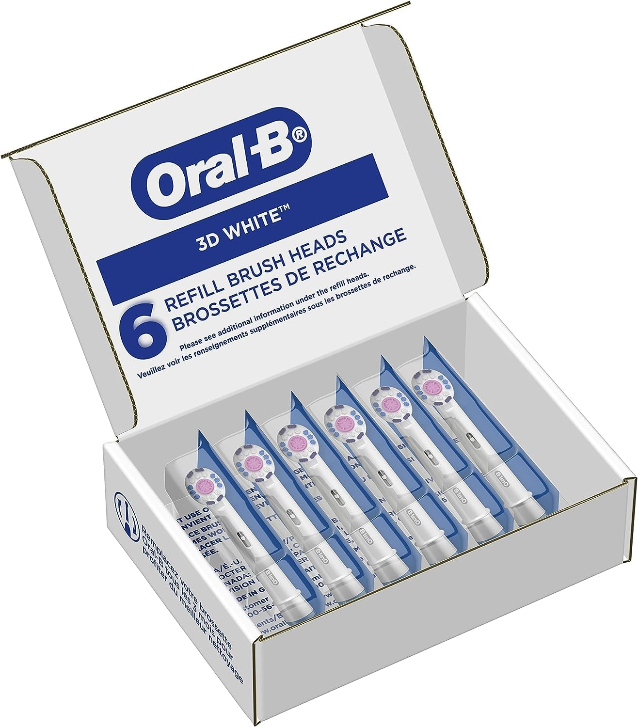 Oral-B 3D White Replacement Brush Heads for an Oral-B Electric Toothbrush, Pack of 6