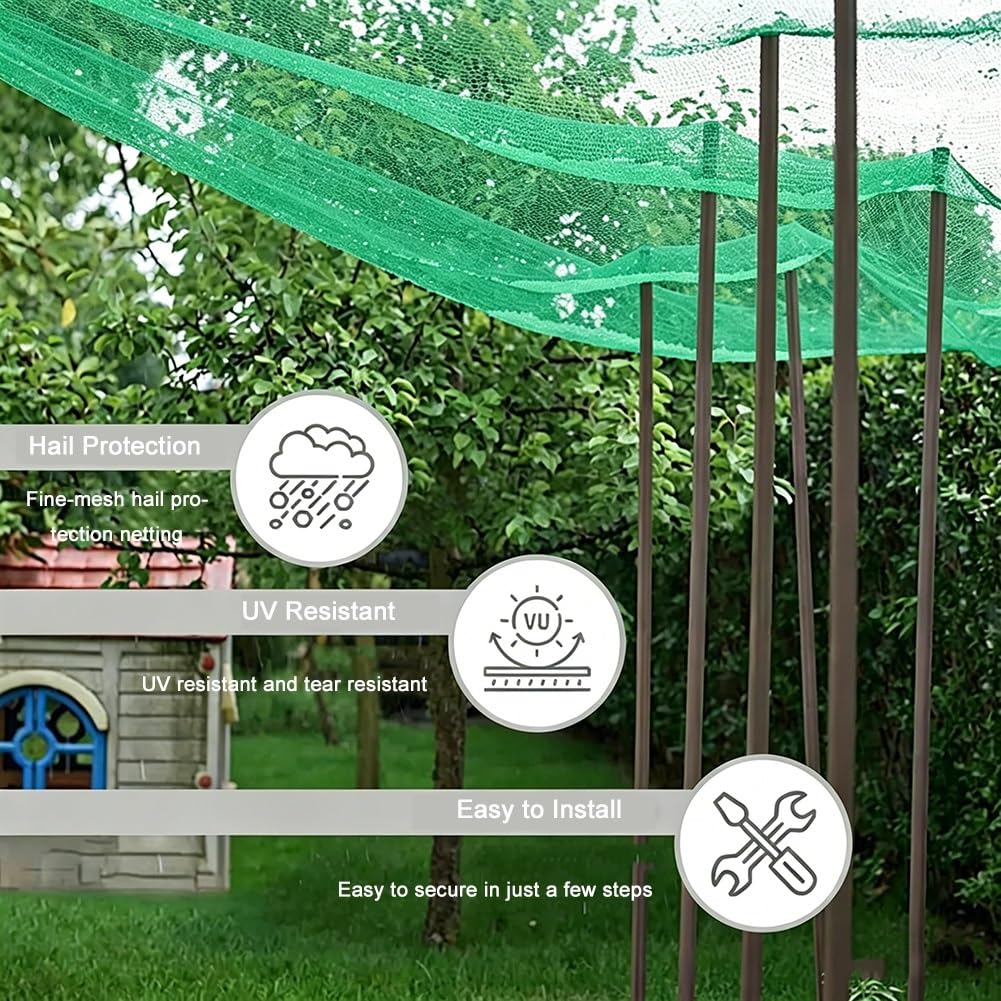Red antigranizo resistente de 4 x 10 m, red de protección de plantas de jardín para invernaderos, camas elevadas, frutas y verduras, prevención de daños por granizo, resistente a los rayos UV