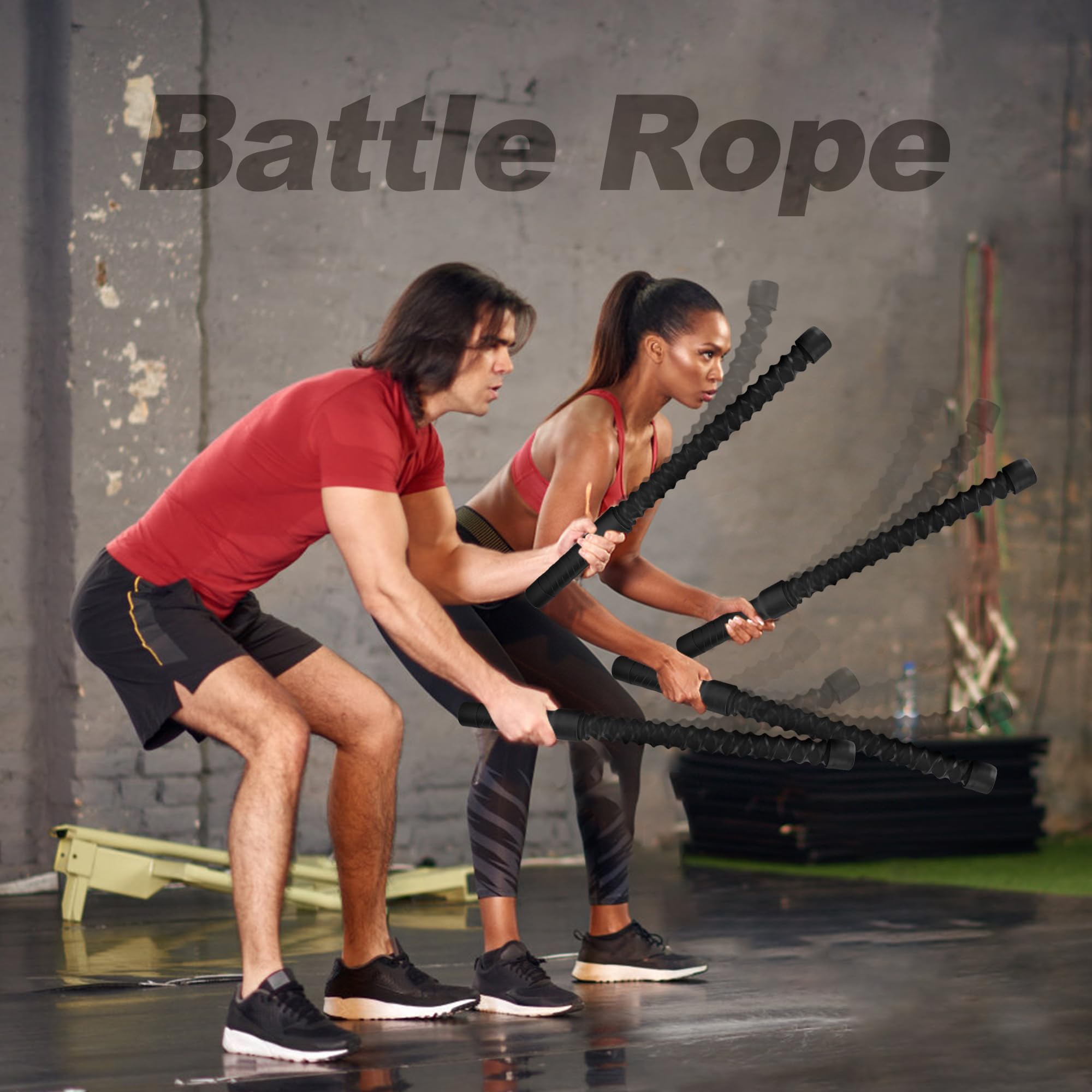 Cuerdas De Batalla Para Entrenamiento - Pack De 2 Unidades - Sin Cable, Con Mangos Antideslizantes - Ideal Para Gimnasio En Casa