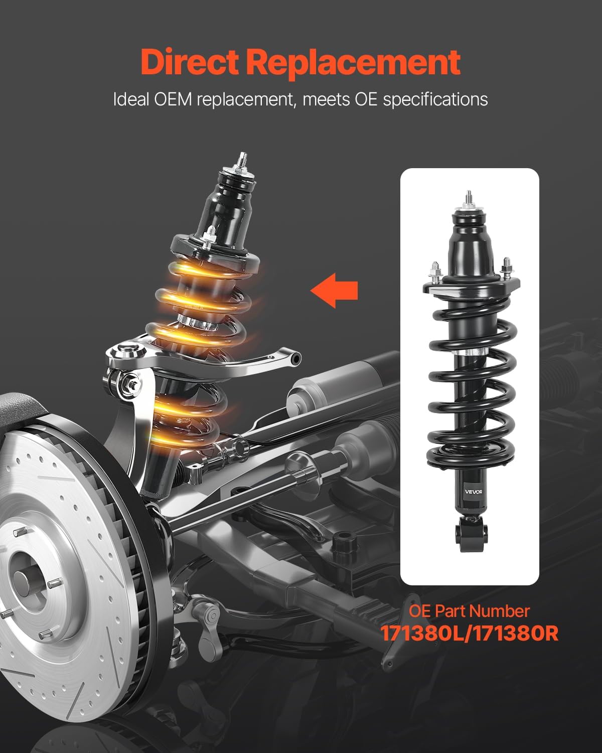 VEVOR 171380L 171380R Rear Shock Absorber Strut 2Pcs with Coil Spring, Compatible with 2002-2006 Honda CR-V Models, Automotive Replacement Struts