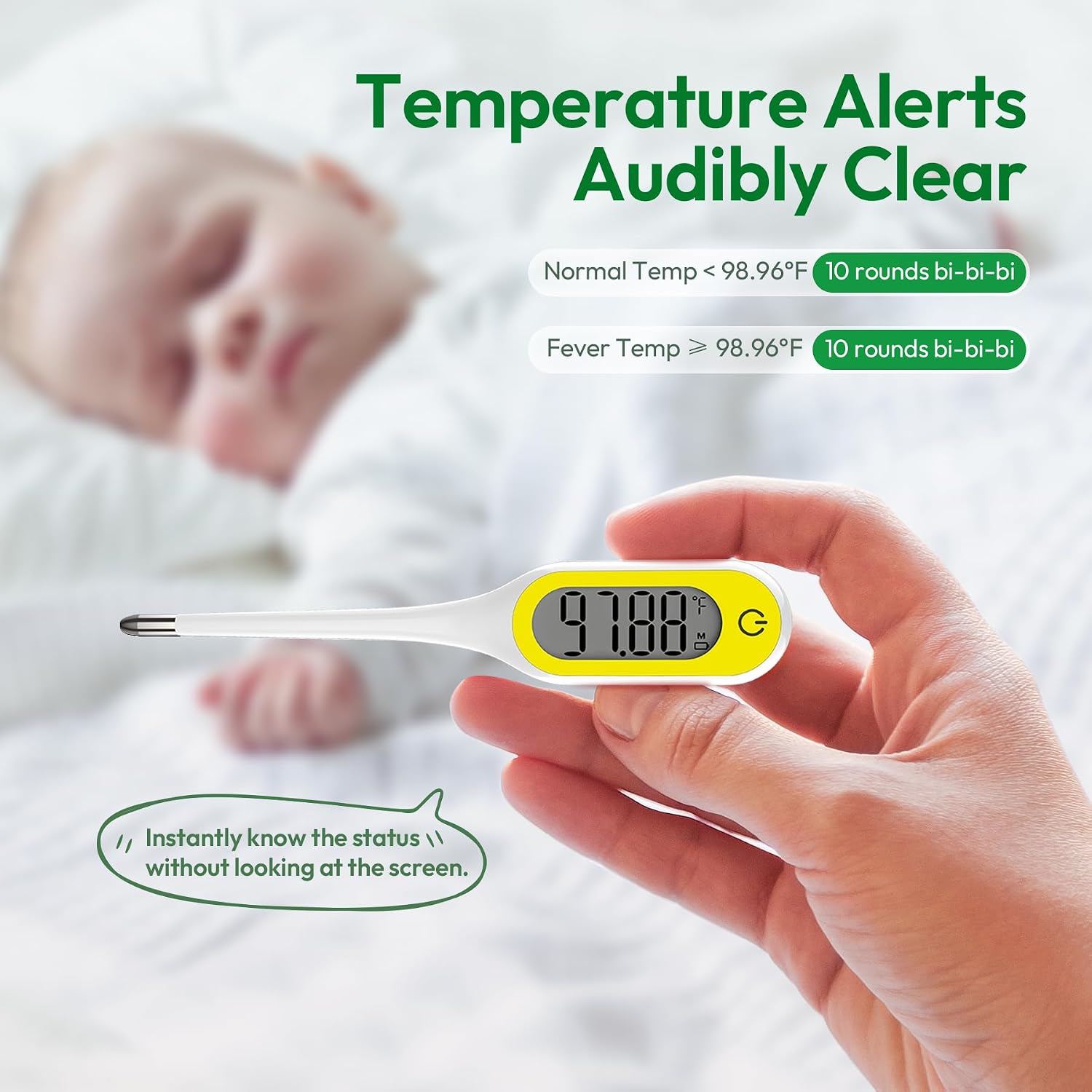8 Seconds Basal Thermometer for Adult & Kids, Accurate & Safe Thermometer