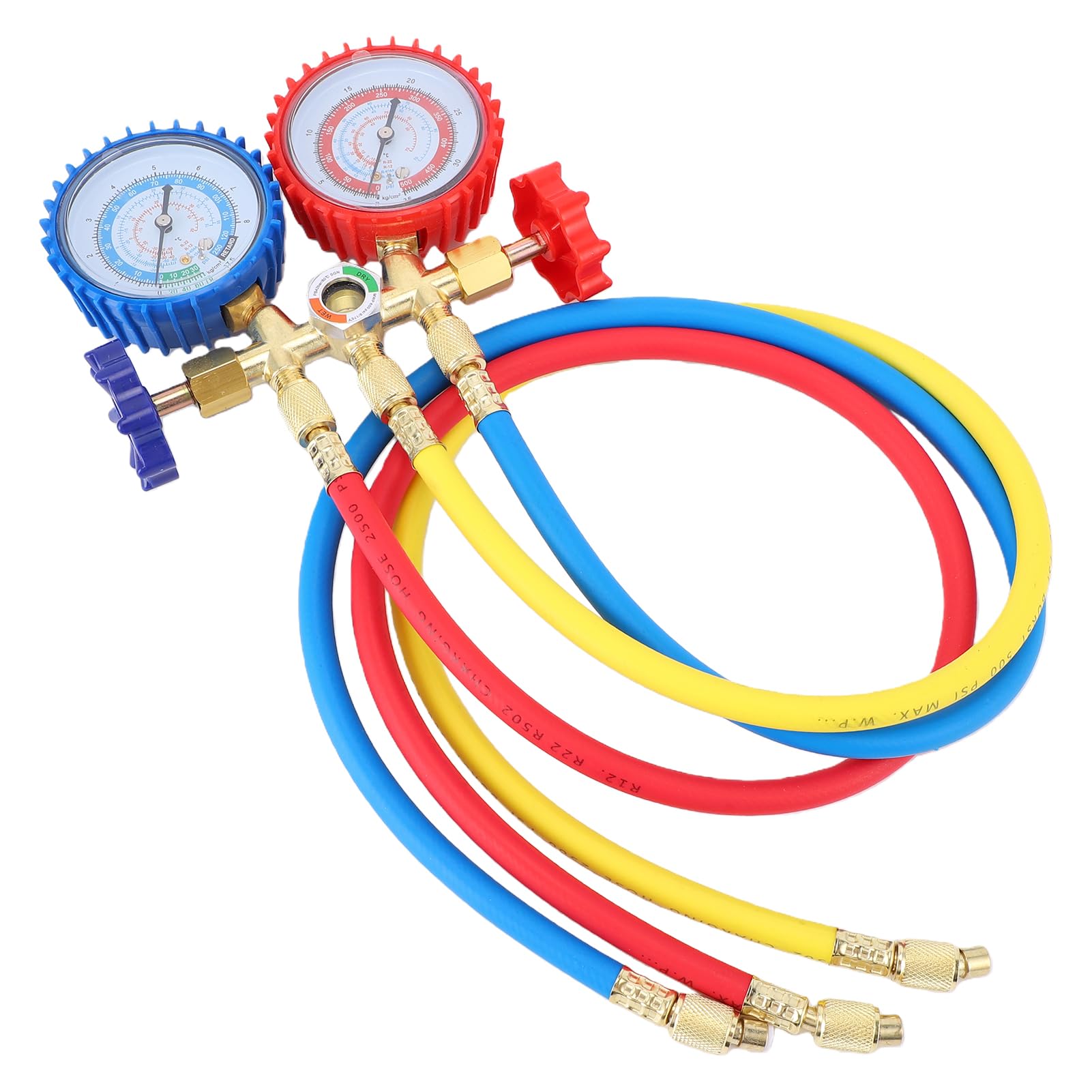 HUIOP Set manometri refrigerante Strumenti per Aria condizionata con Tubo e Gancio per R12 R22 R404A R134A
