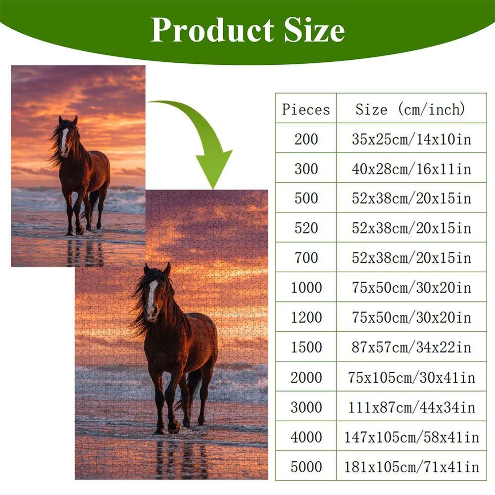 3000 Pezzi Puzzle Adulti - Cavallo & Oceano - Fabbricazione in Legno Robusto (Forma Classica) - Decorazione Murale con Poster - Prodotto Riservato ad Adulti e 14 Anni in Su (111x87cm) P3#1317