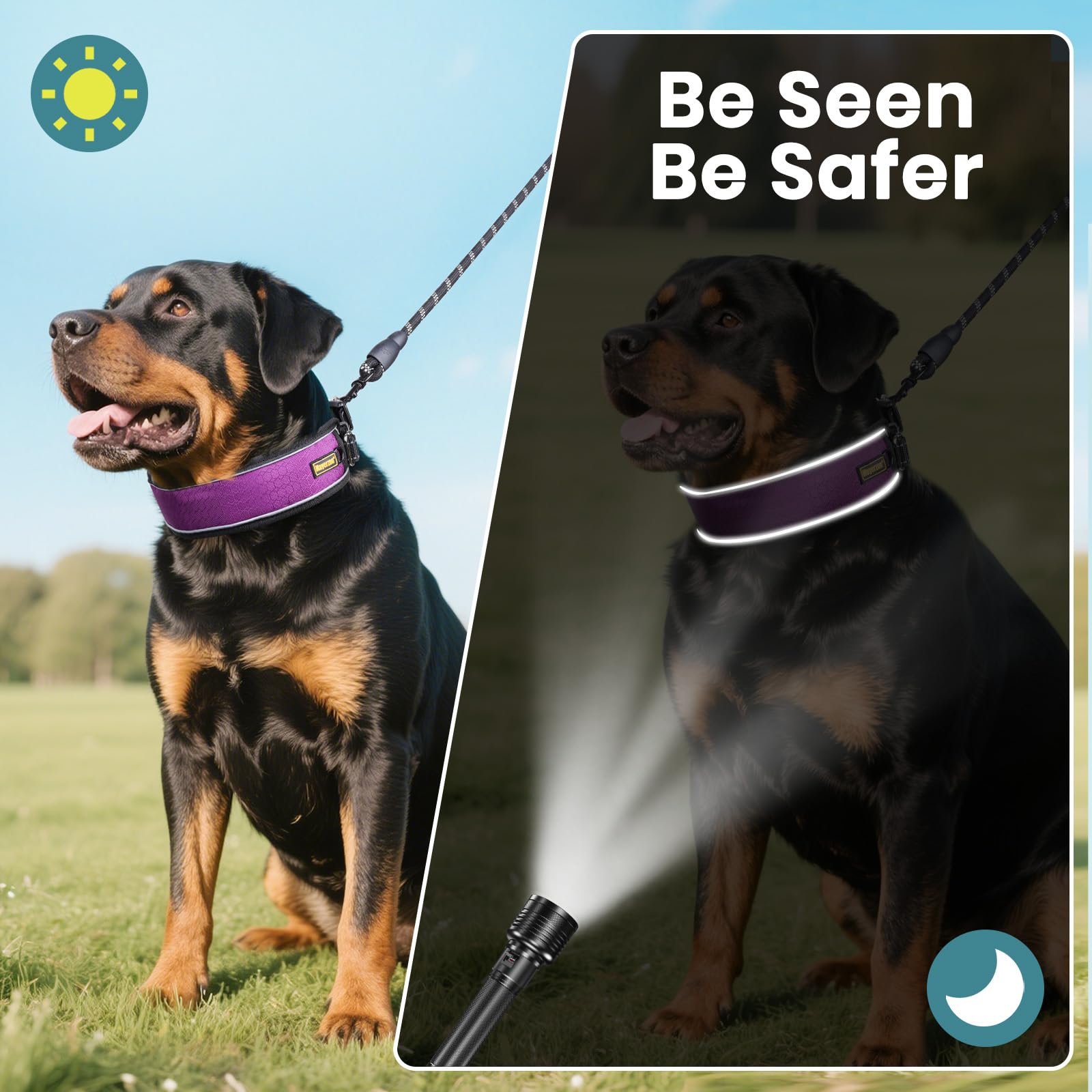 Mayerzon Collar patentado sin tirones para perros pequeños, medianos y grandes, Beagle, pastor alemán, rottweiler, martingala, antitirones, con hebilla, para entrenamiento de caminar, reflectante