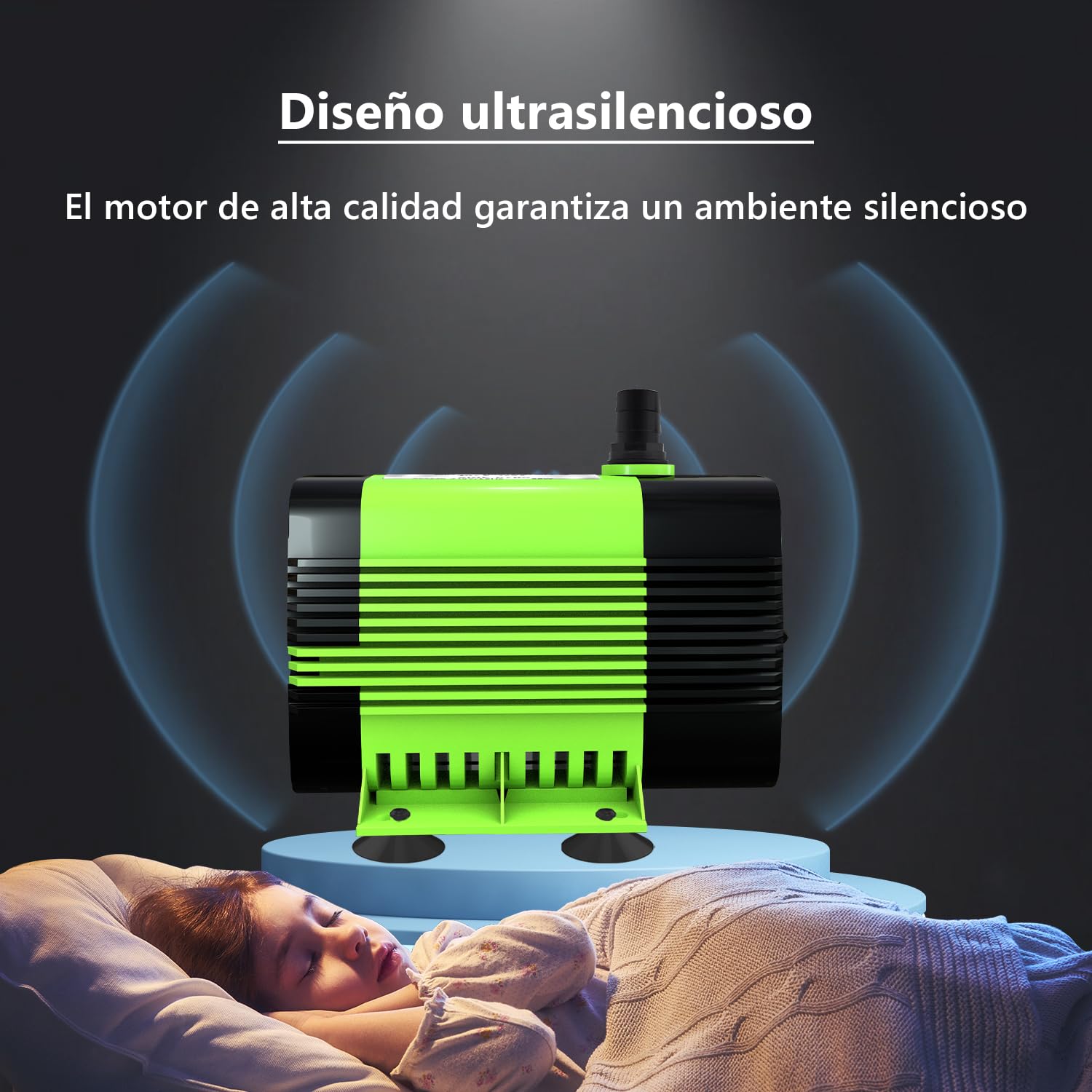 Lnicez Bomba de Agua Sumergible - Potente Bomba Pequeña (50W 3500L/H) Bomba de Agua Acuario con 2.8 m de Altura de Elevación, 5 Boquillas para Fuentes de Pared,Tubble,Acuario Cable-1.8 M (Talla) — view 3