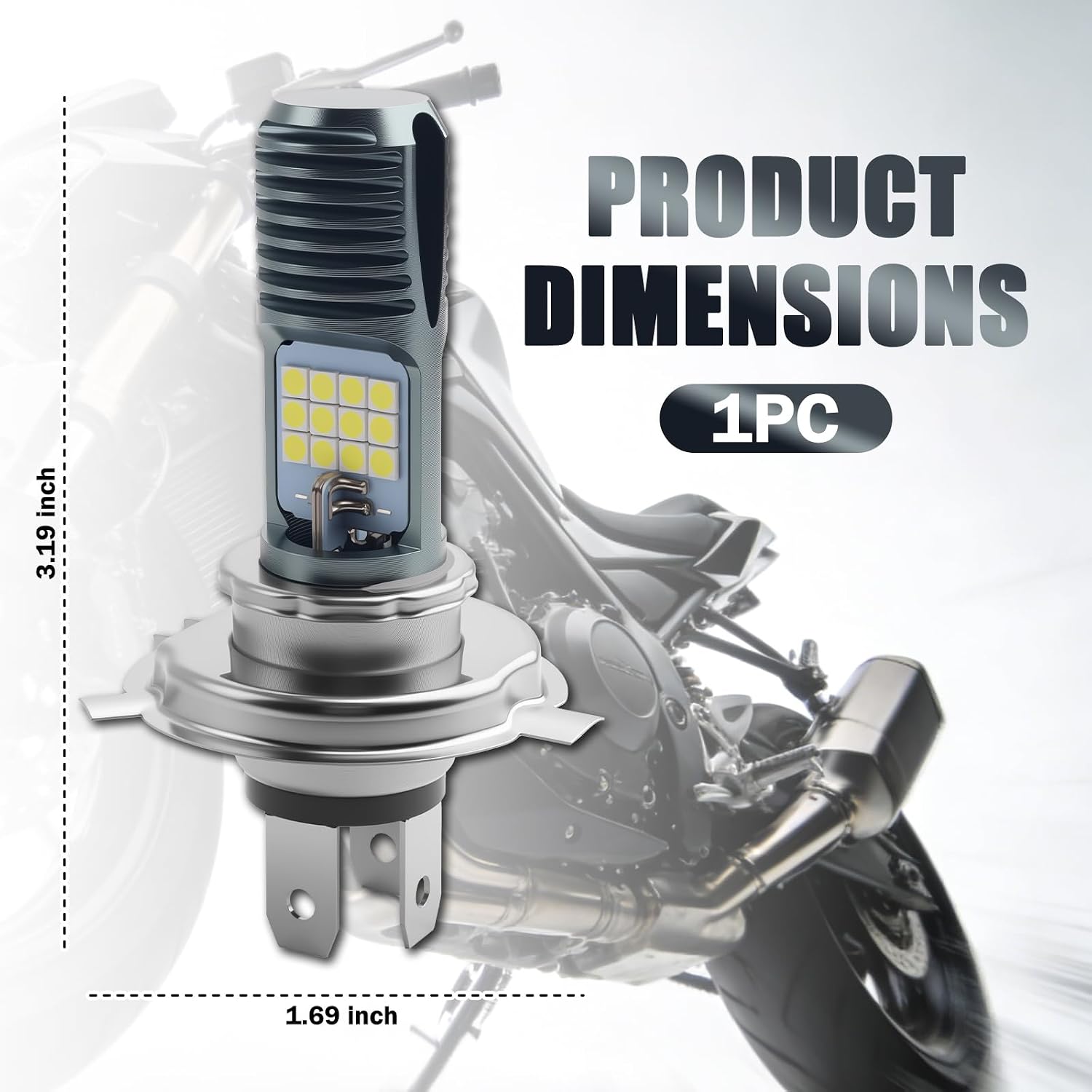 12-80V Motorcycle H4 Headlight Bulb,High Brightness Motorcycle Headlight Bulb with 3030 Chips for Replacing High & Low Beam,IP65 Waterproof H4 LED Bulbs Motorcycles Accessories