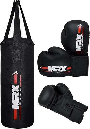 MRX - Juego de boxeo para niños, guantes de boxeo para entrenamiento de artes marciales mixtas, 6 onzas, para niños y niñas, mini saco de boxeo con