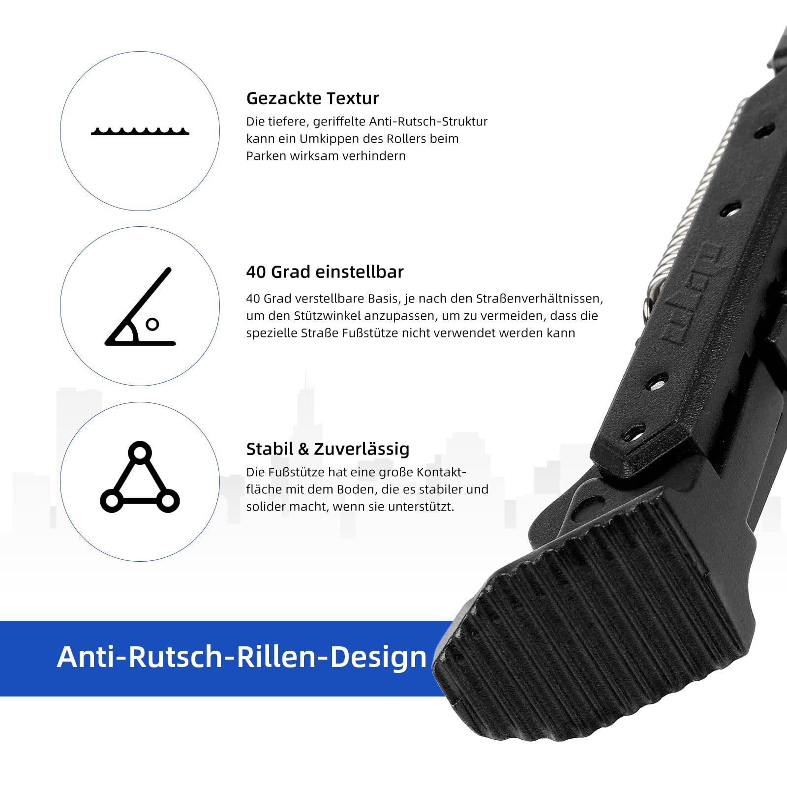 ulip Supporto per Piedini per Cavalletto per Cavalletto per Scooter Parte di Ricambio Compatibile per Scooter Elettrico Ninebot G30 Max / G30D / G30LE / G30E (Nero