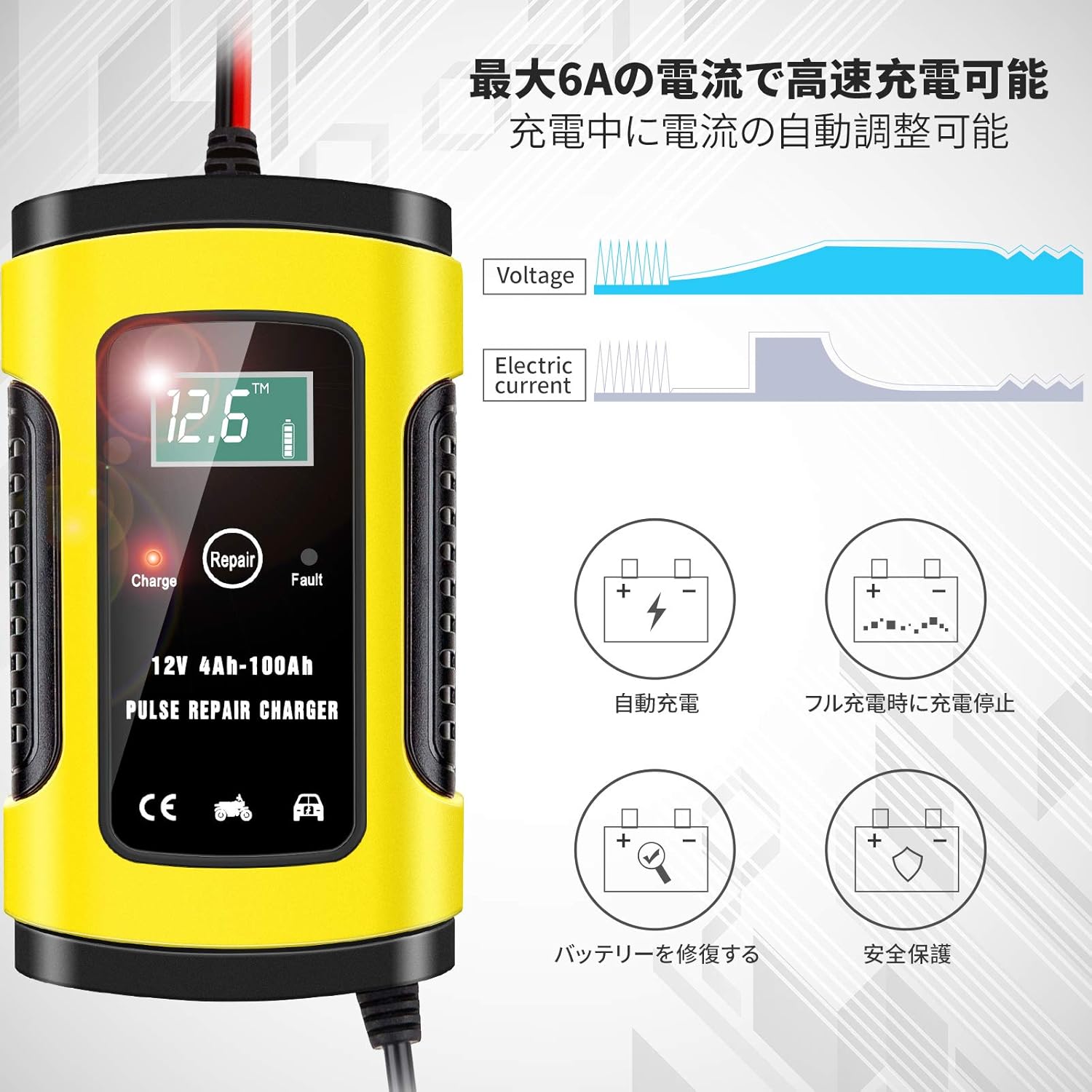 Amazon バッテリー充電器 メンテナンス充電器 バッテリーチャージャー 大電流 6a 12v専用 全自動 全車種適用 プロ自動切り替えモード バッテリー充電器 メンテナンス充電器 バッテリーチャージャー 大電流 6a 12v専用 全自動 全車種適用 マイクロプロセッサ制御 プロ