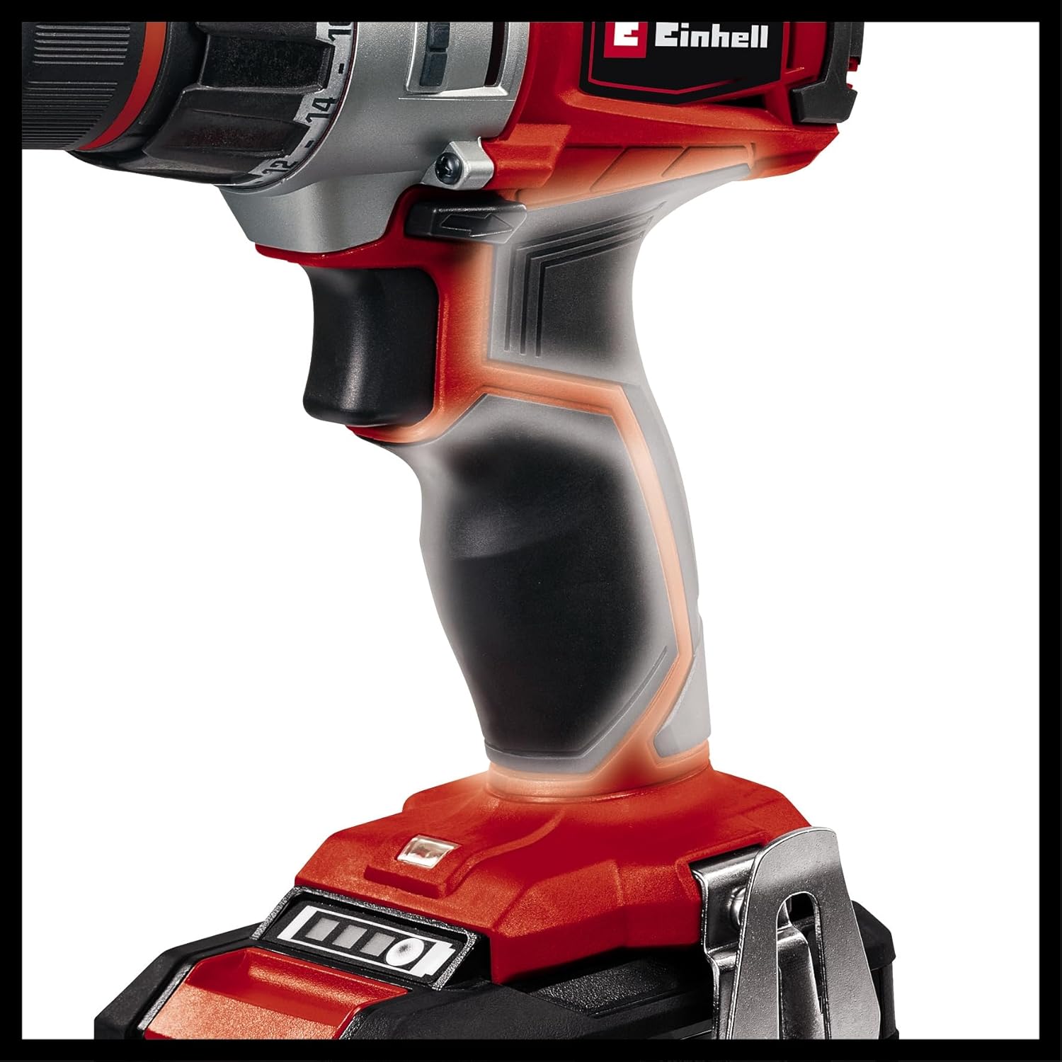 Einhell TE-CD 18/2 Li Cordless Drill, two 1.5Ah batteries, charger, and carrying case