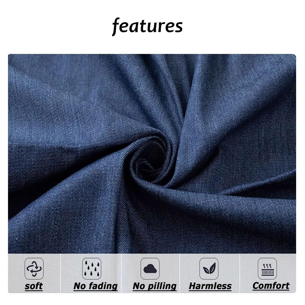 Tela Vaquera Lavada Por Metro 150cm De Ancho 100% Algodón Tela De Vestir Ligera Para Ropa Costura De Manualidades No Elástica(Color:Azul)