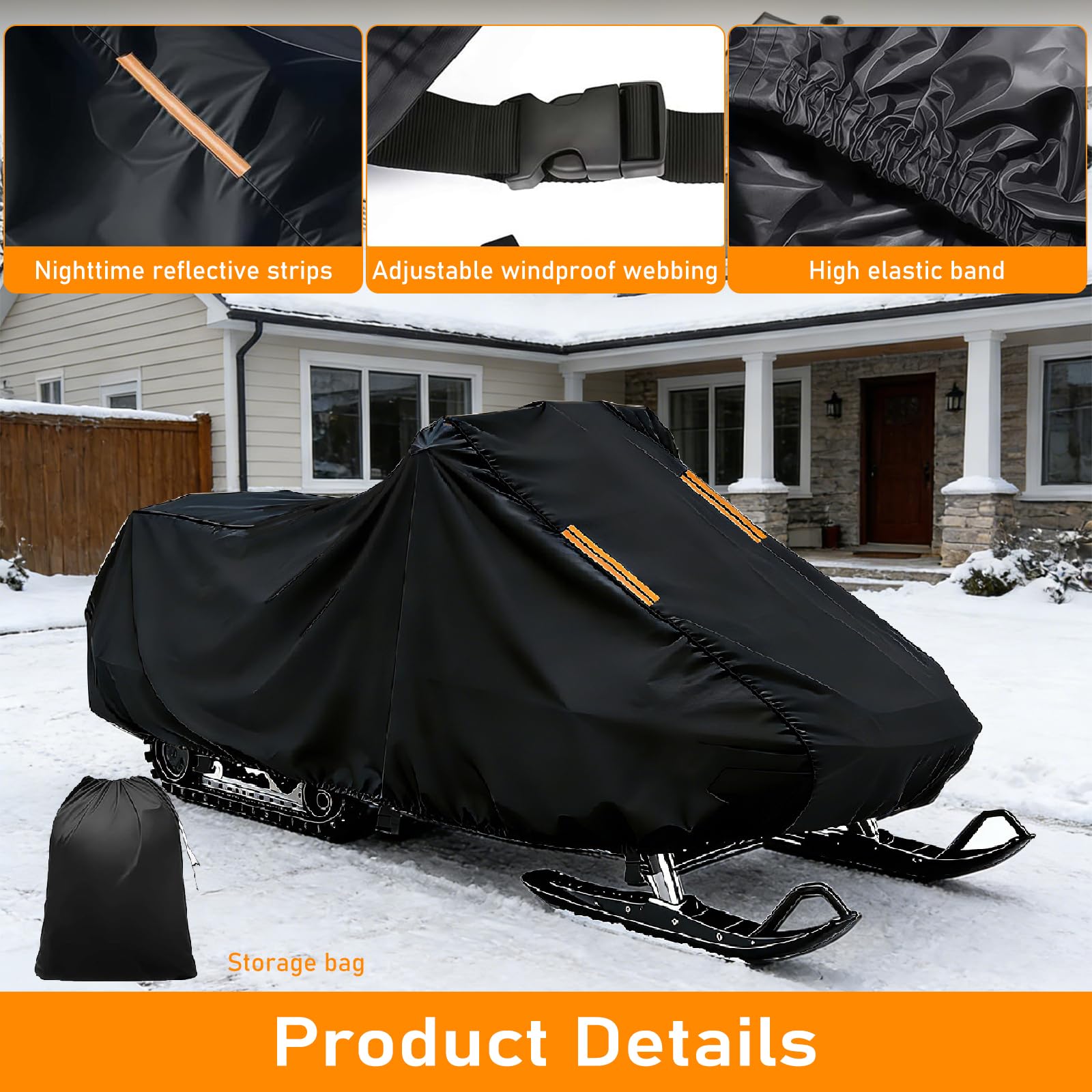 Copertura Motoslitta per Arctic Cat Bearcat WideTrack,Tessuto Oxford 300D per uso Invernale,Impermeabile e Resistente alla Polvere con Strisce Riflettenti