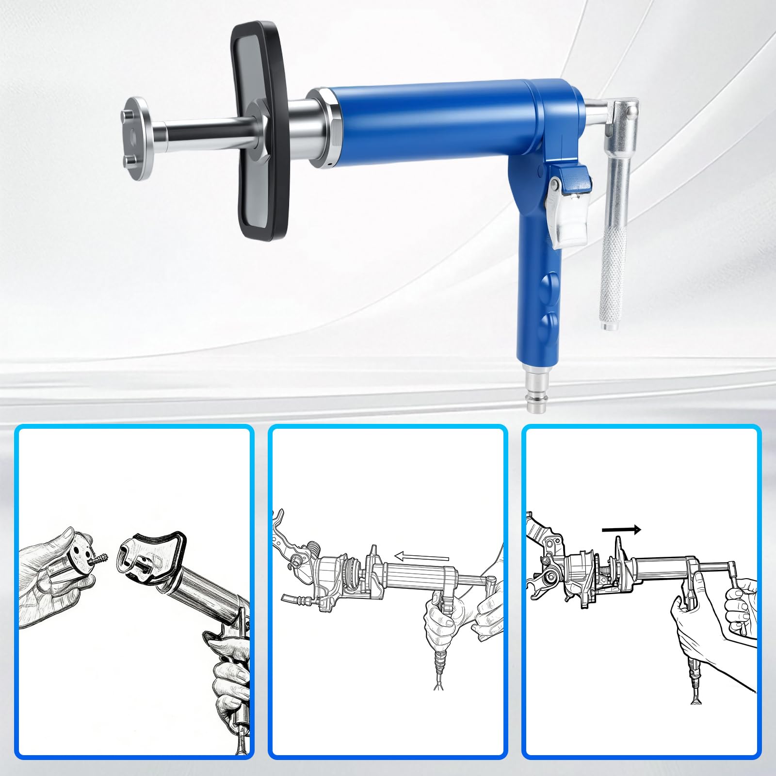 24 TLG Pneumatischer Bremskolbenrücksteller Werkzeug Set, Pneumatisches Bremssattel Rückstellwerkzeug – Universal Bremsenrücksteller für Auto