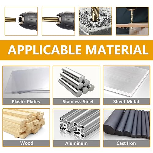 Miniatura 4 de Juego de brocas de 13 piezas, brocas de metal cobalto M35, juego de brocas duraderas de vástago redondo para acero, madera, plástico, chapa metálica