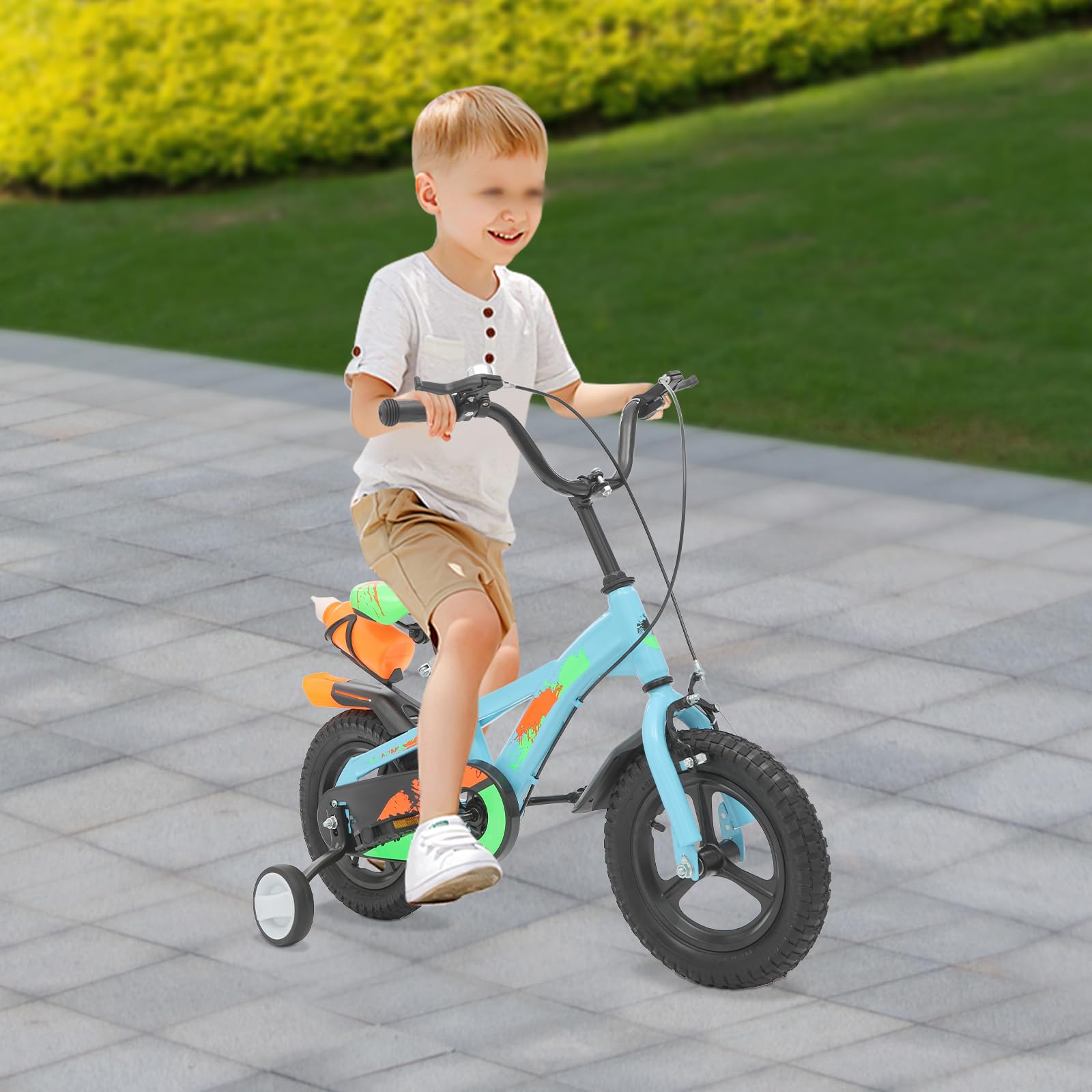 12 Zoll Kinderfahrrad, Kinder Fahrrad ab 2 Jahren mit Wasserflasche, Fahrrad Kinder für Jungen und Mädchen ab 2-5 Jahre, Upgraded Höhenverstellbar, Robustes Carbonstahl-Rahmen