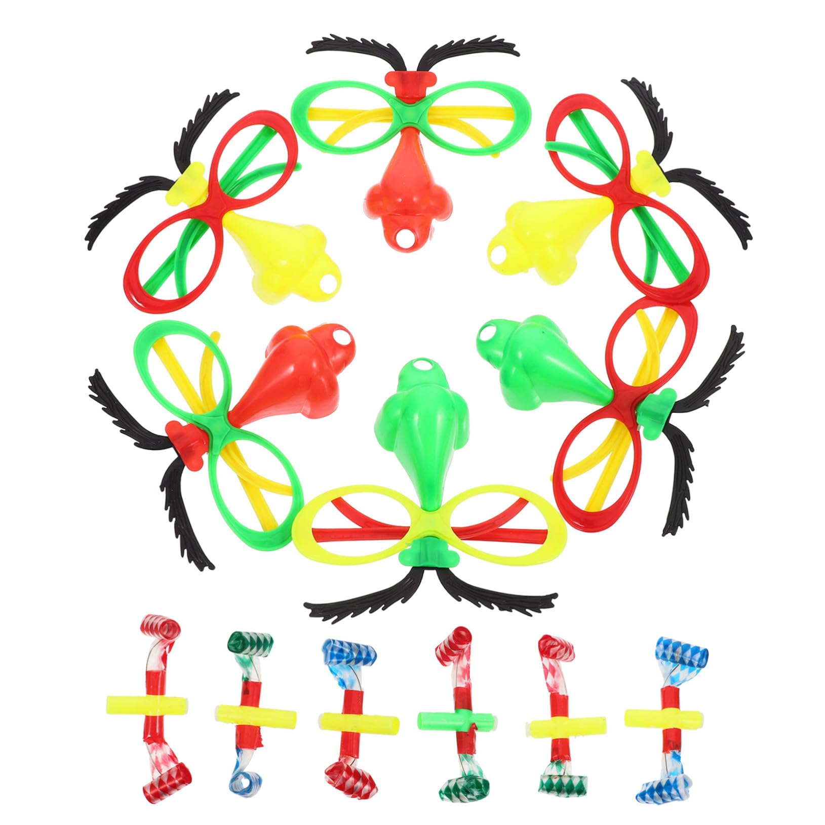 Ciieeo Funny Nose Glasses Set 6pcs Costume Party Eyewear Blowers Adult Silly Sunglasses for Cosplay