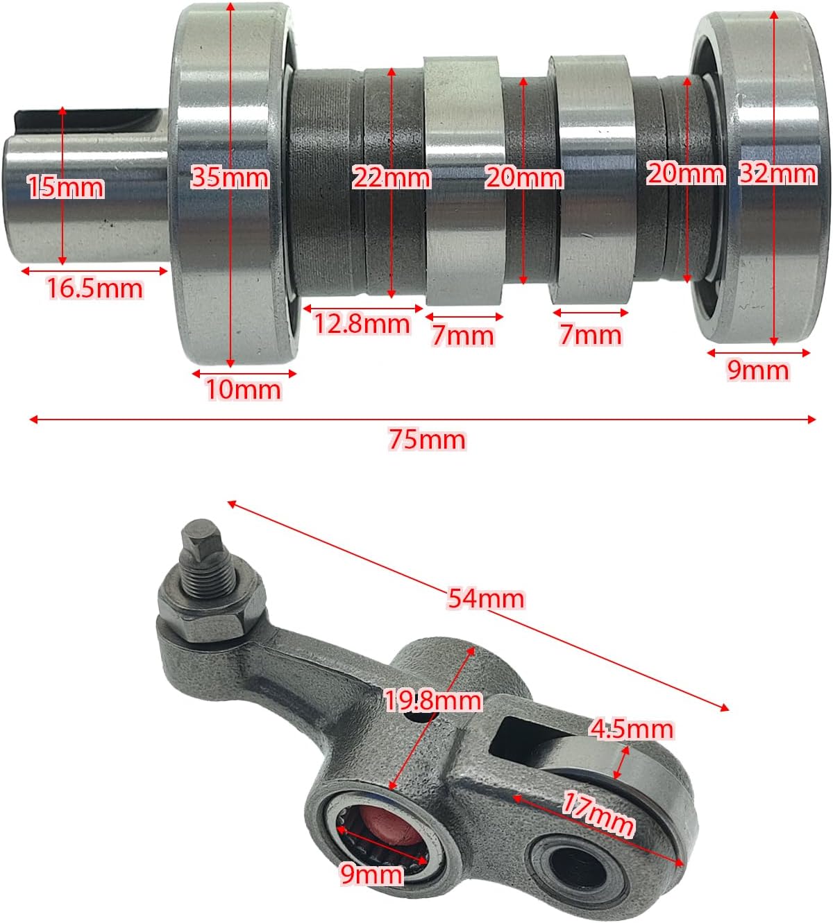RESV Camshaft Rocker Arm for Boxer BM150 / Discover 150 BM 150 150CC JZ511004 JZ511203 Swing Arm Cam Shaft