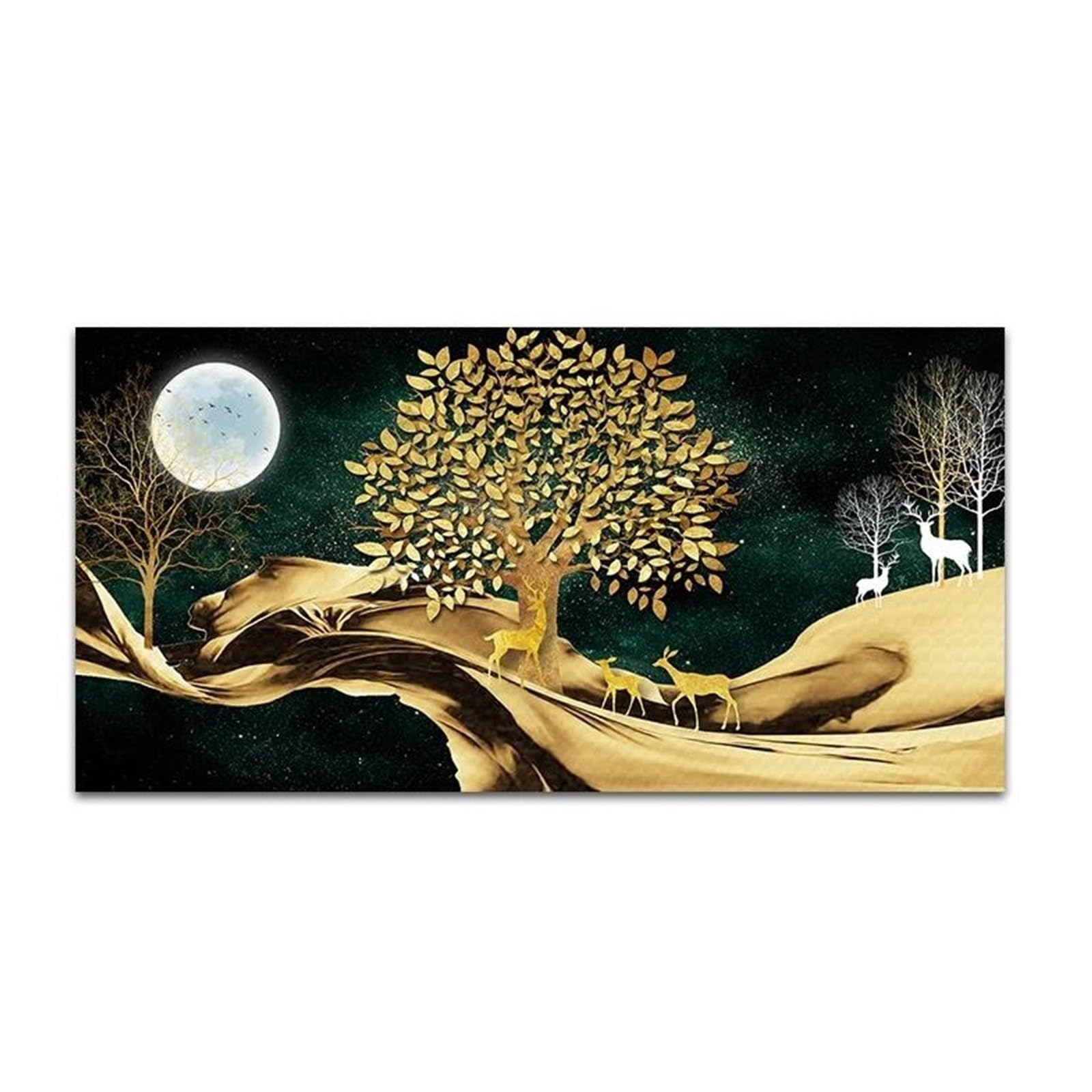 Affiche et imprimés images décoratives arbre d'or élan lune