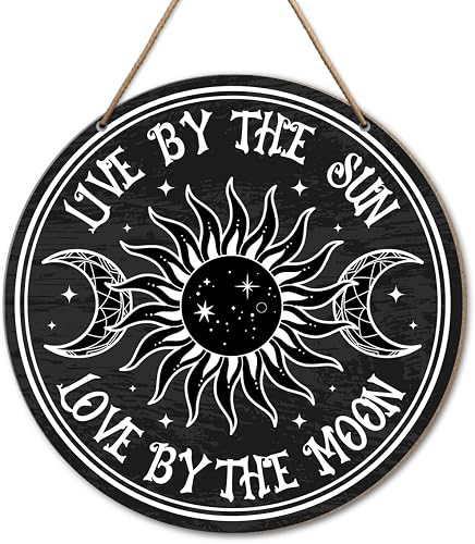 Gothic Witch Sign Wall Decor, Halloween Witch Pagan Round Wood