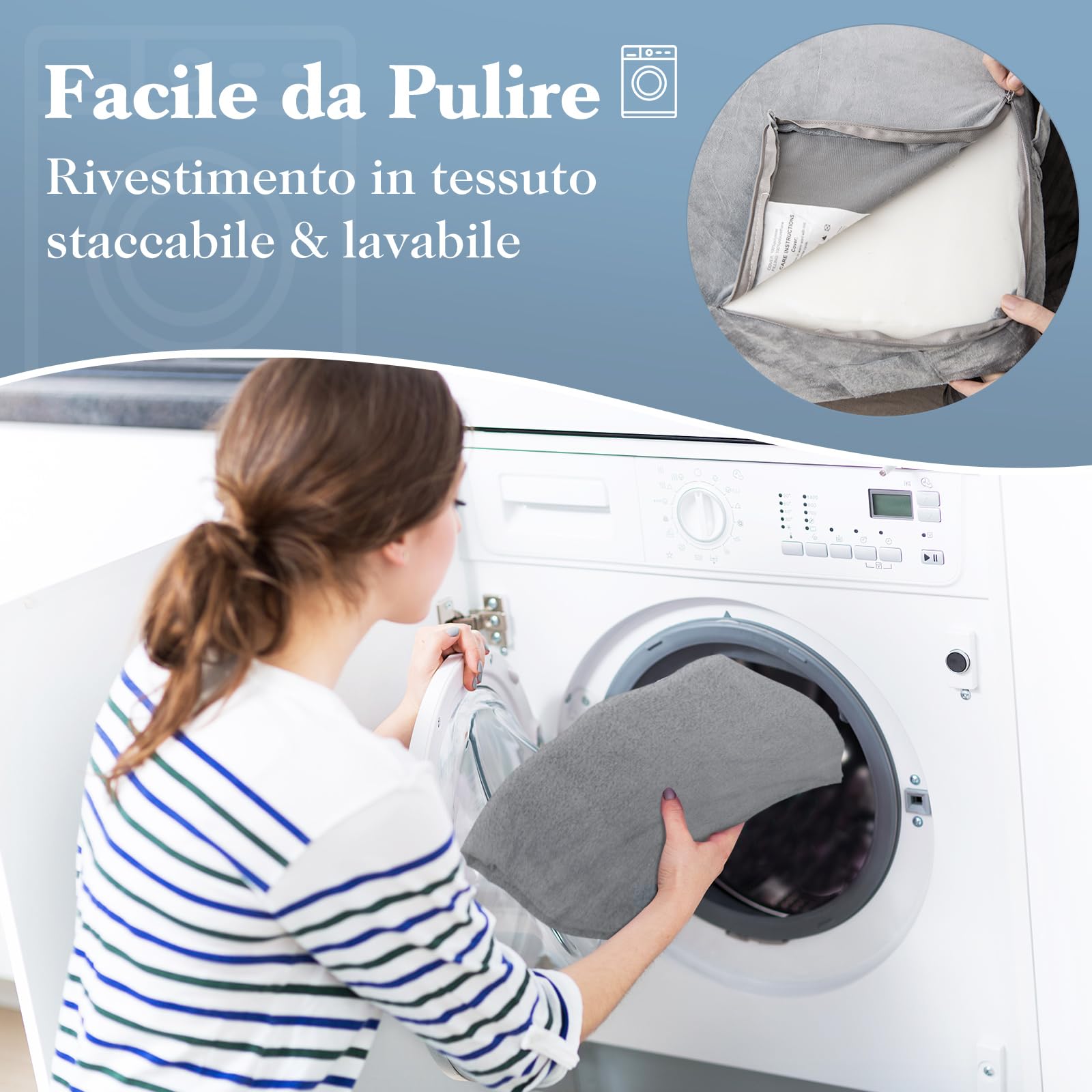 COSTWAY Set di 3 Cuscini a Cuneo per Letto, Cuscino Inclinabile Regolabile con Schiuma Memory Air, Set di Cuscini Alleviare il Dolore alla Schiena (Grigio)