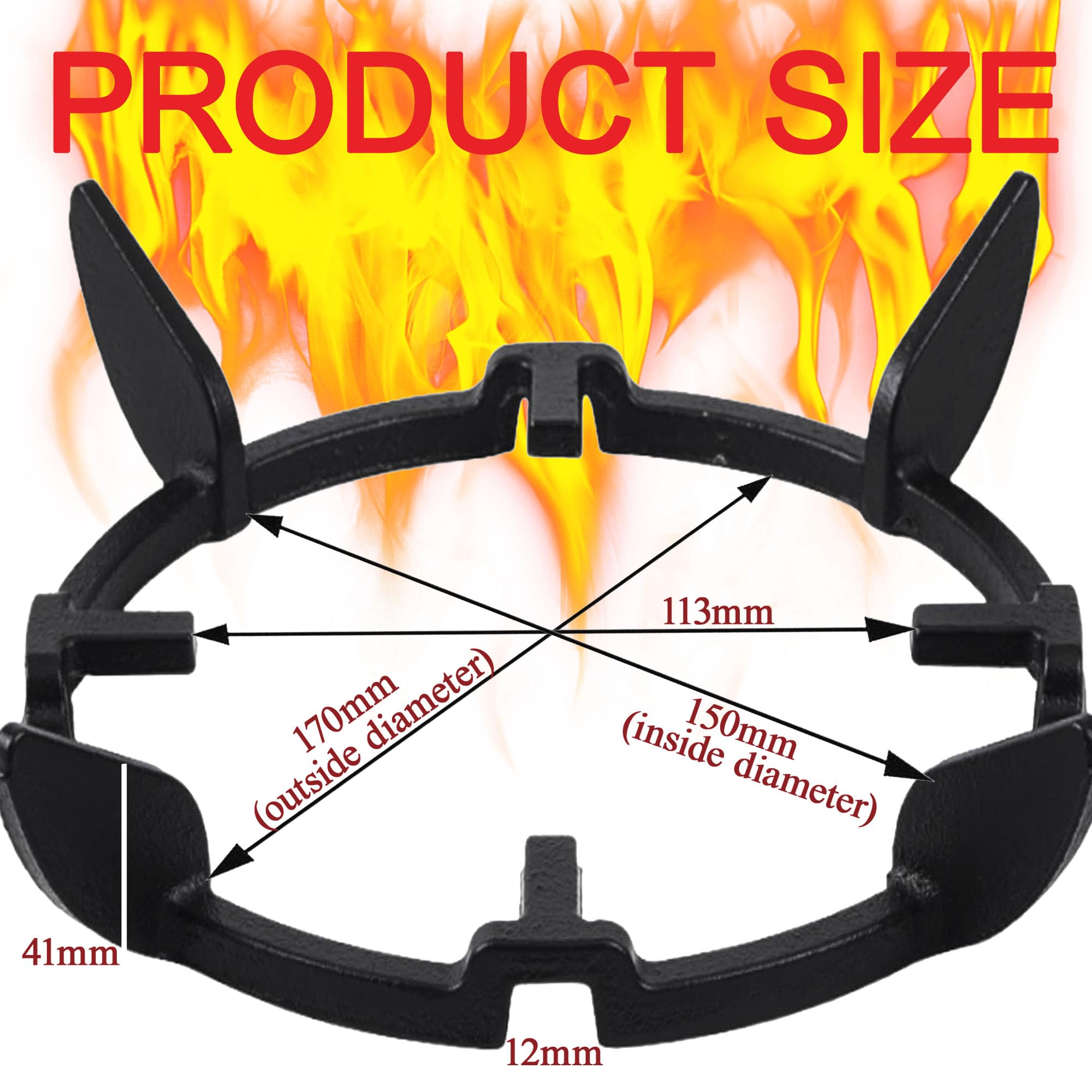 Wok Ring Gusseisen Ring Pan Support Stand, Wok Stand für Gas Herd, Anti-Rutsch Gas Ring Reducer, 17cm Durchmesser, Zubehör für Milchtopf, Pfanne, Kochfeld, Kochtopf
