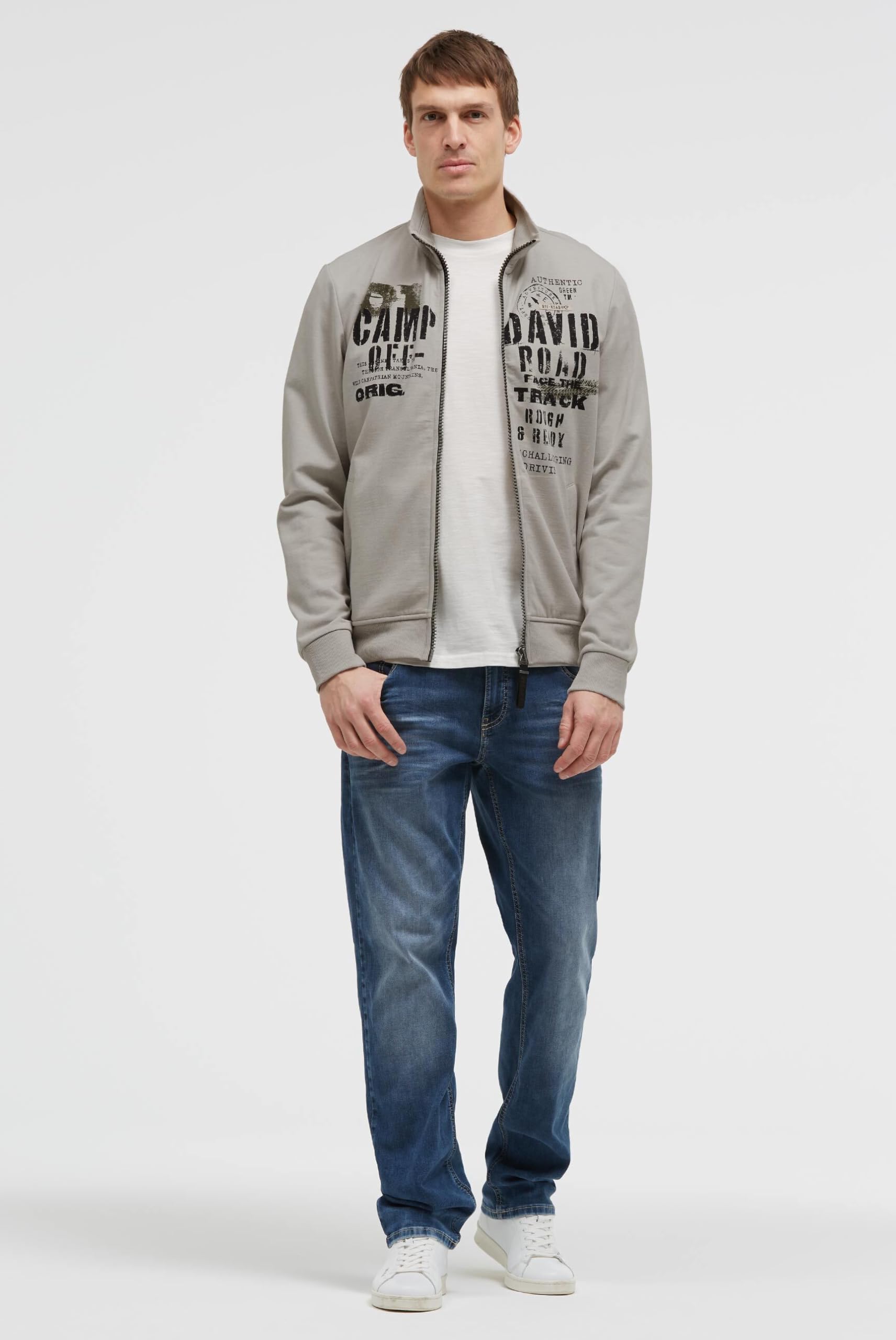 Camp David Herren Sweatjacke mit Label Print